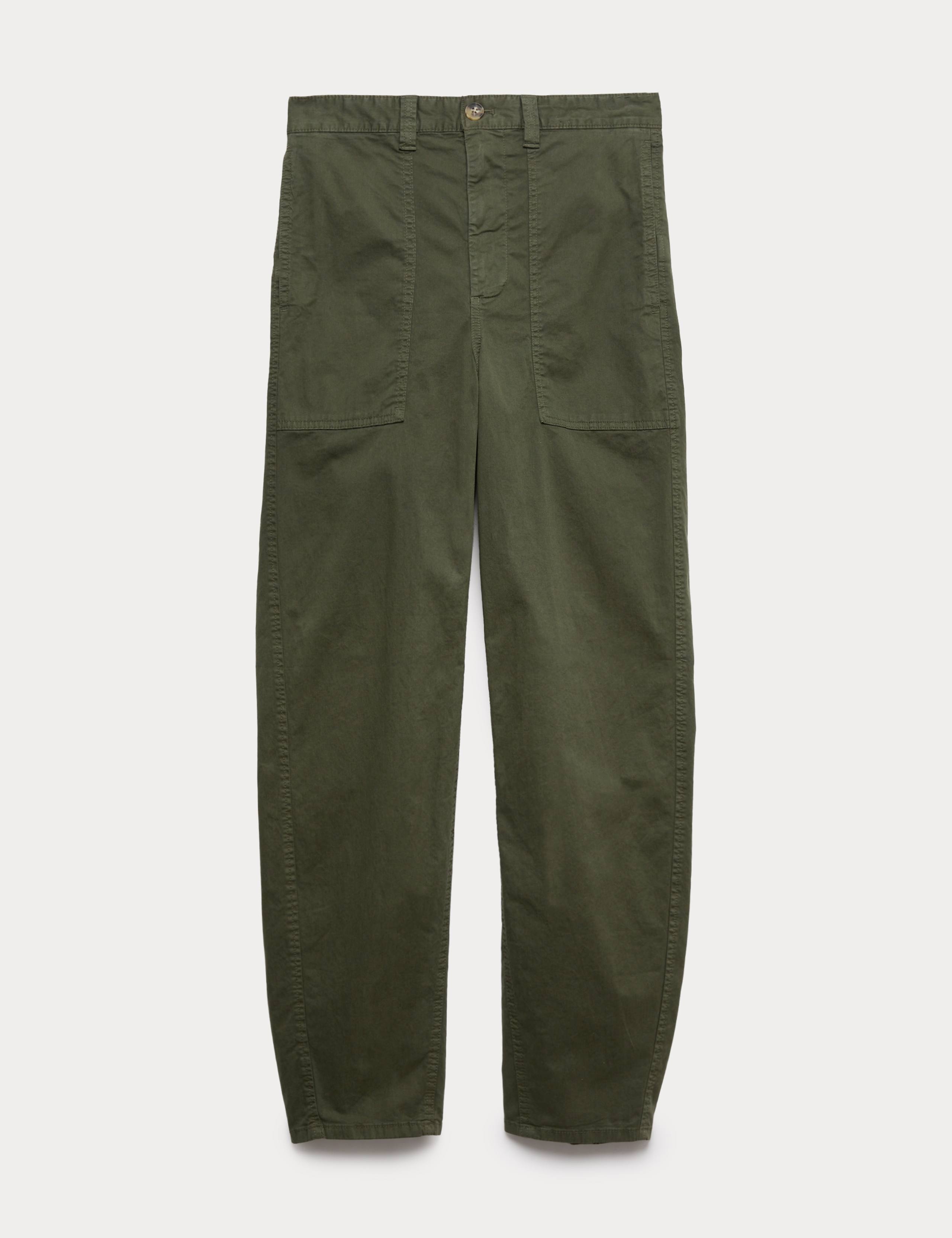 Cotton Rich Barrel Leg Trousers 2 of 5