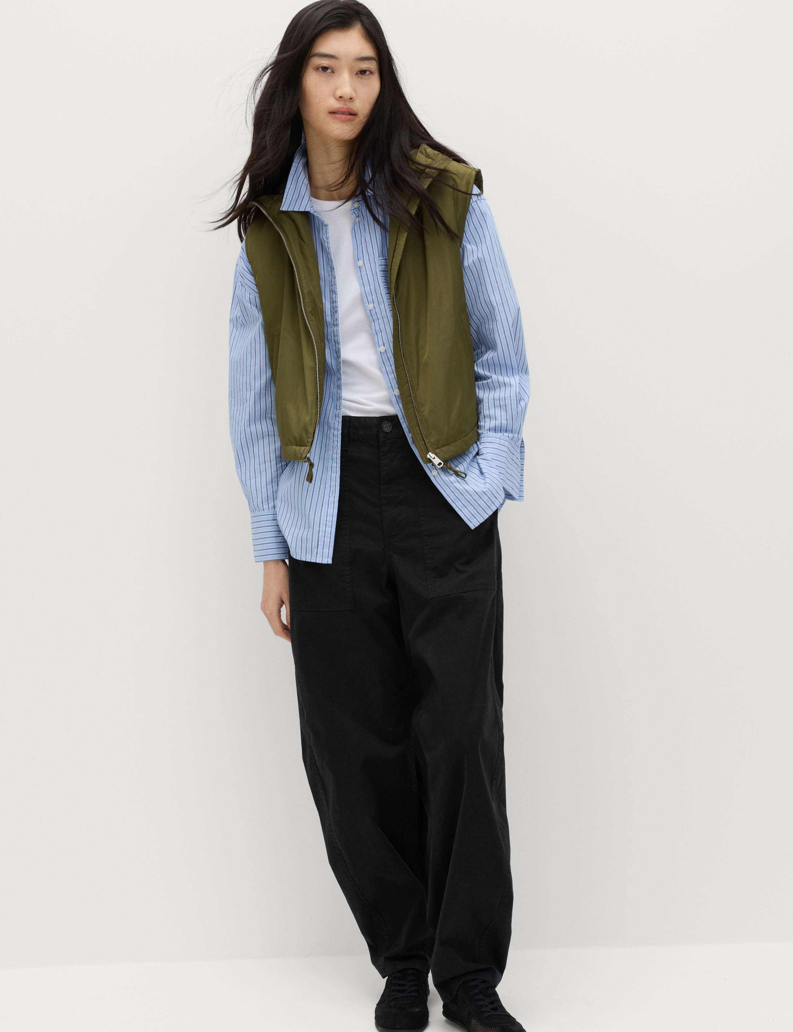 Cotton Rich Barrel Leg Trousers 1 of 6