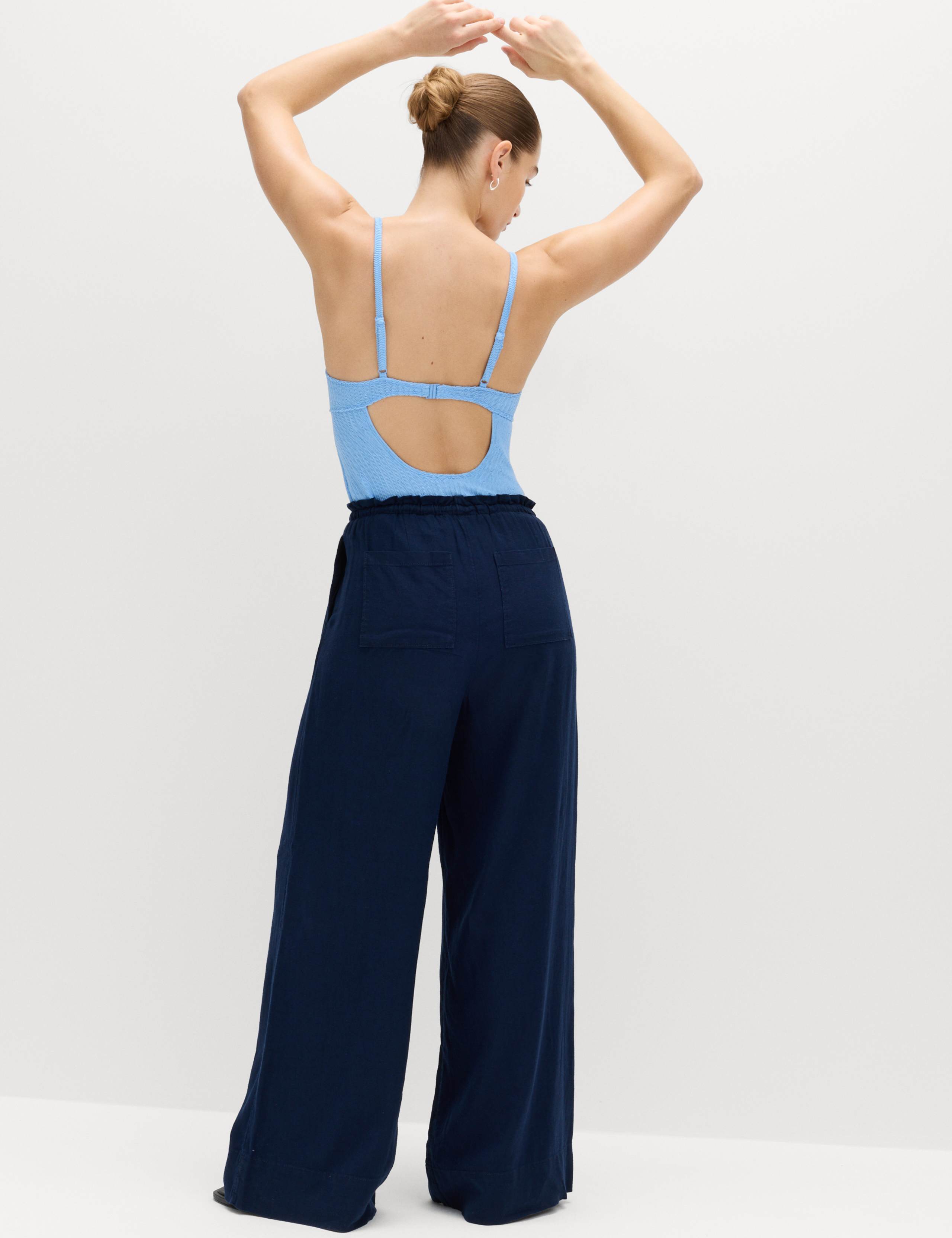 2 Pack Wide Leg Trousers with Linen 5 of 6