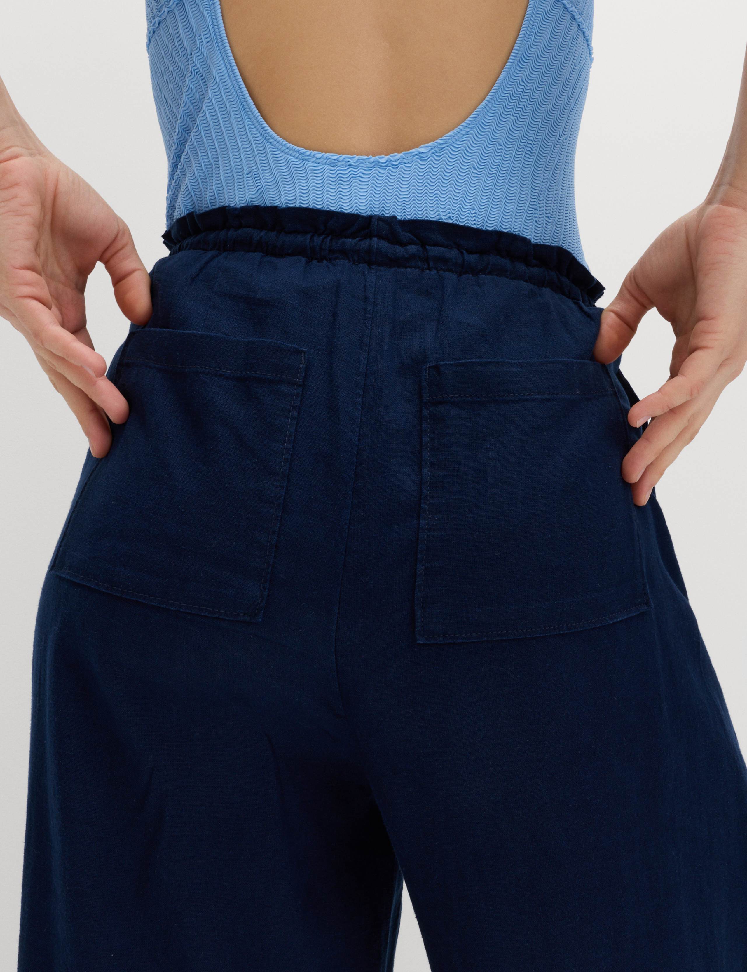 2 Pack Wide Leg Trousers with Linen 2 of 6