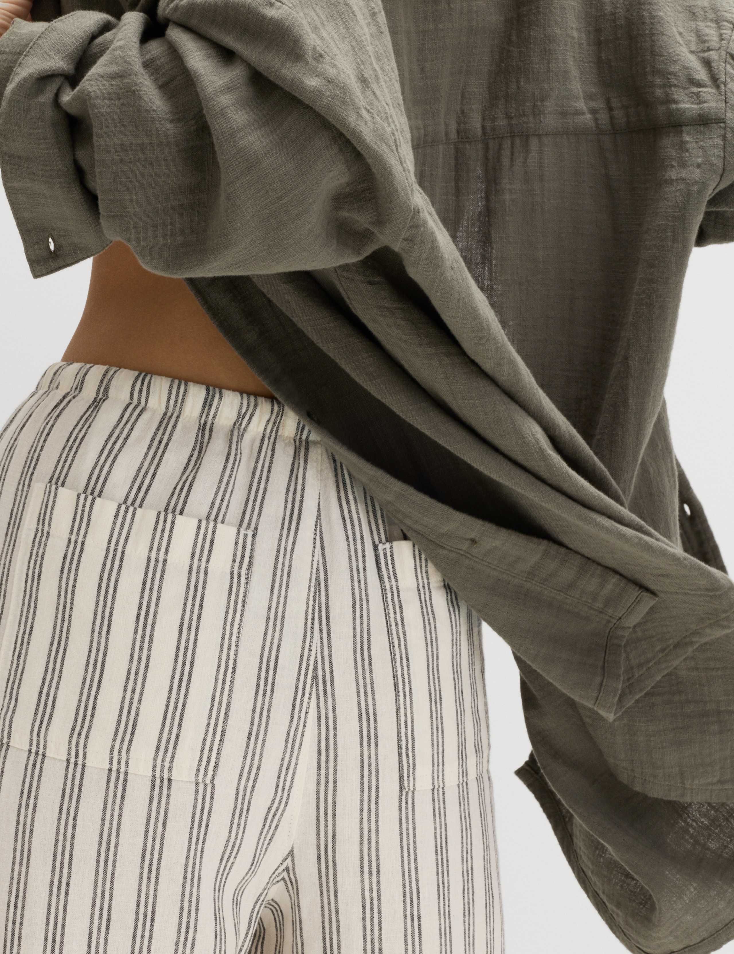 Linen Rich Drawstring Wide Leg Trousers 3 of 5