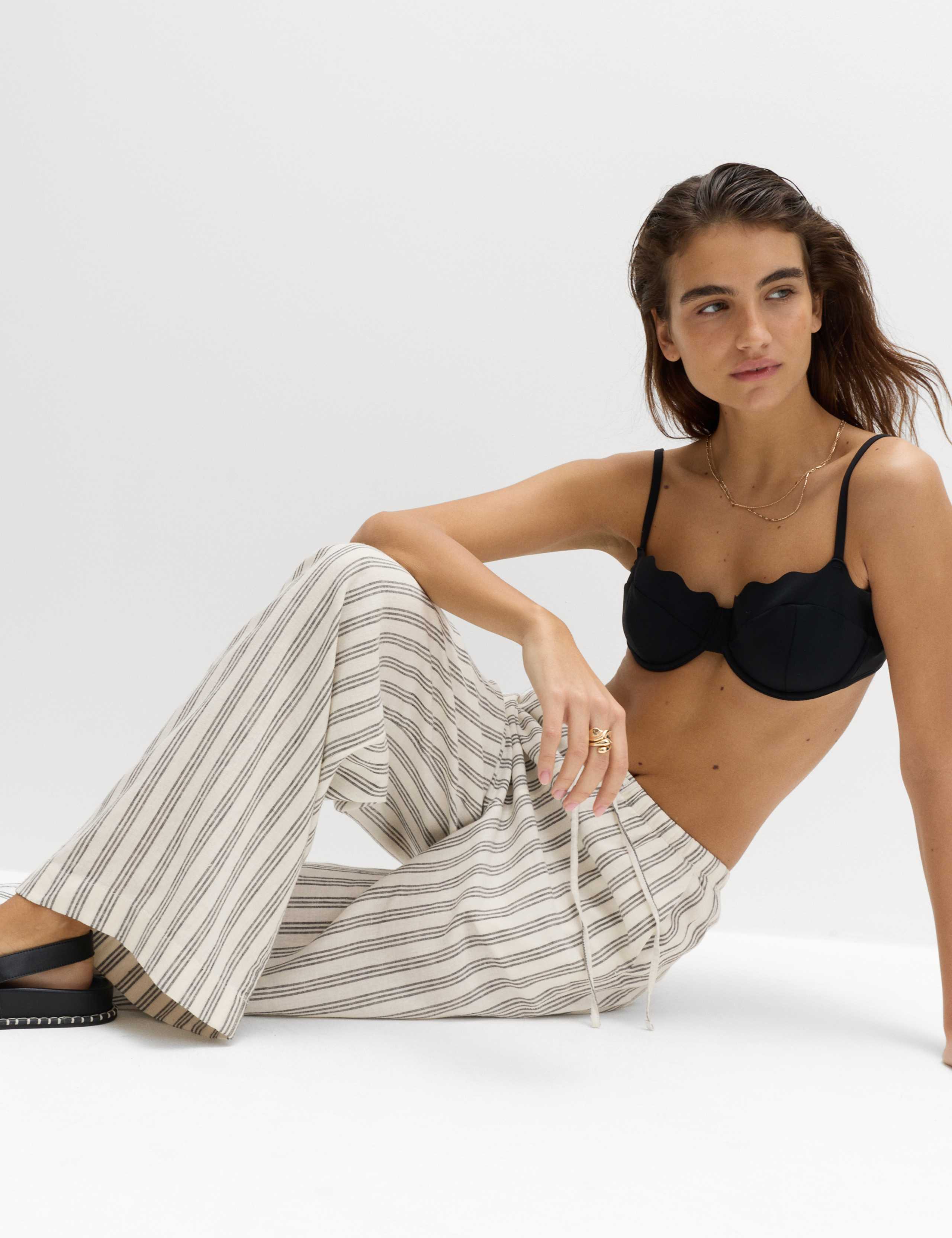 Linen Rich Drawstring Wide Leg Trousers 5 of 5