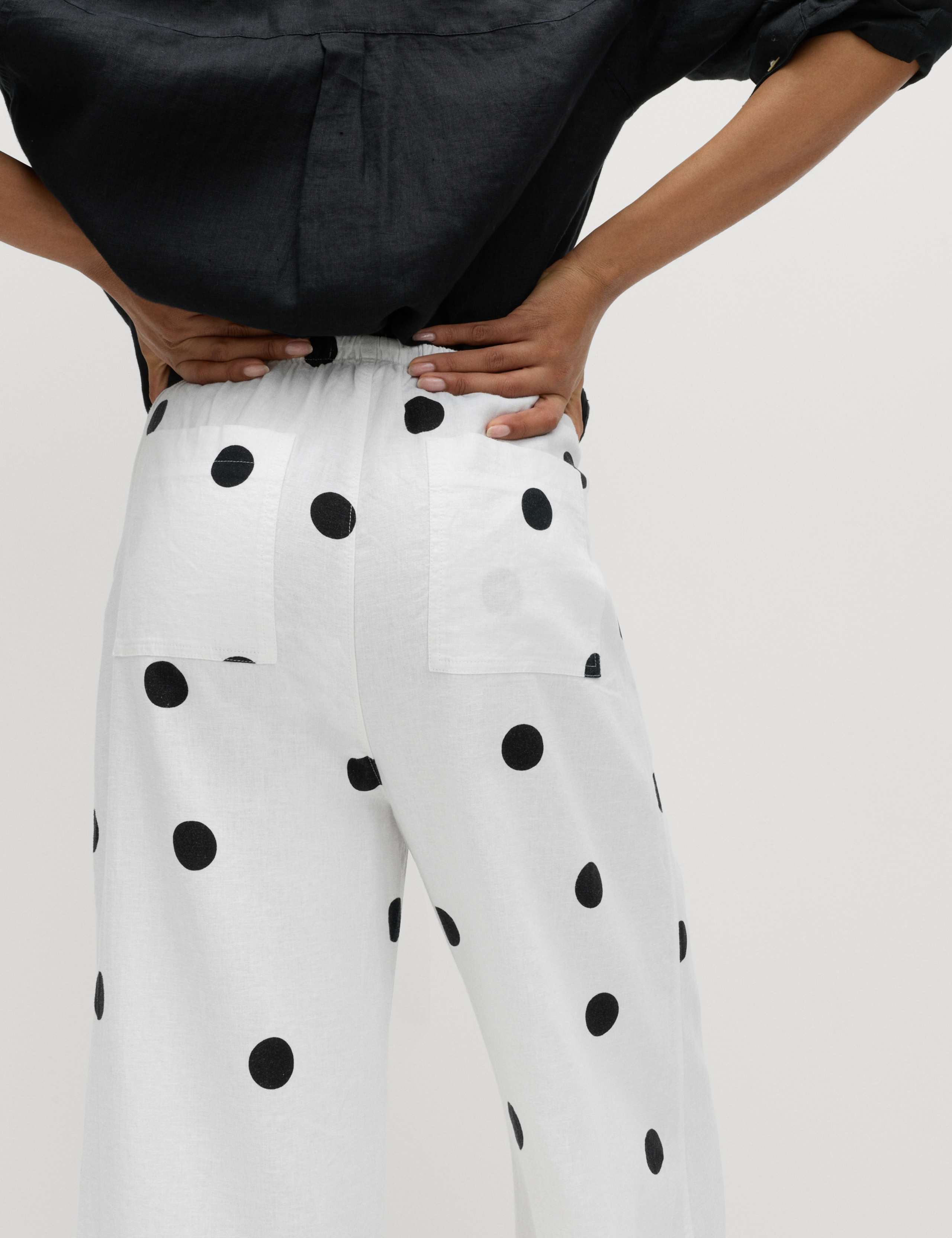 Linen Rich Drawstring Wide Leg Trousers 5 of 5