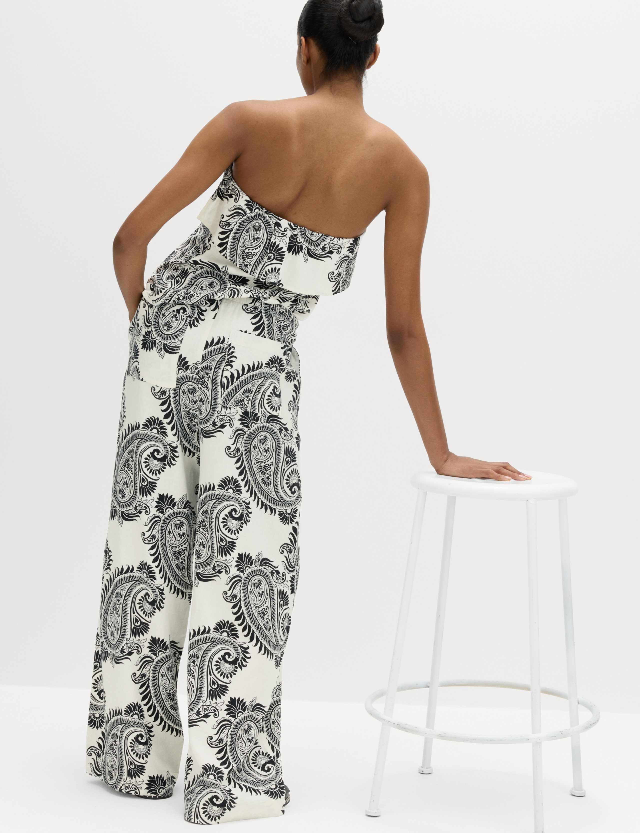 Linen Rich Drawstring Wide Leg Trousers 6 of 7