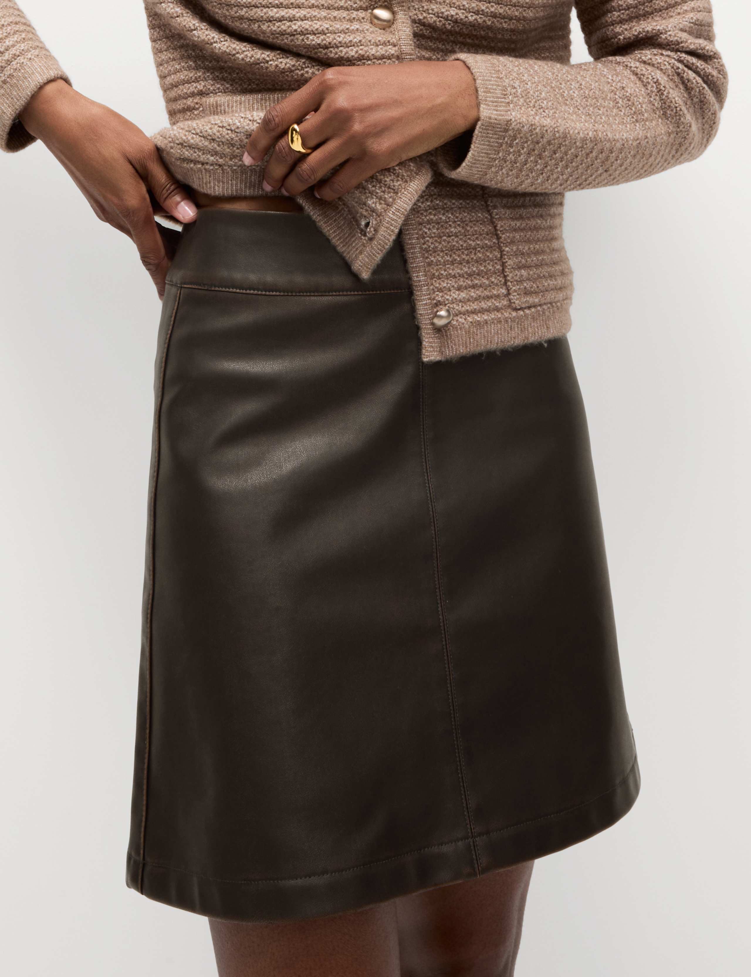 Leather Look Mini A-Line Skirt 1 of 4