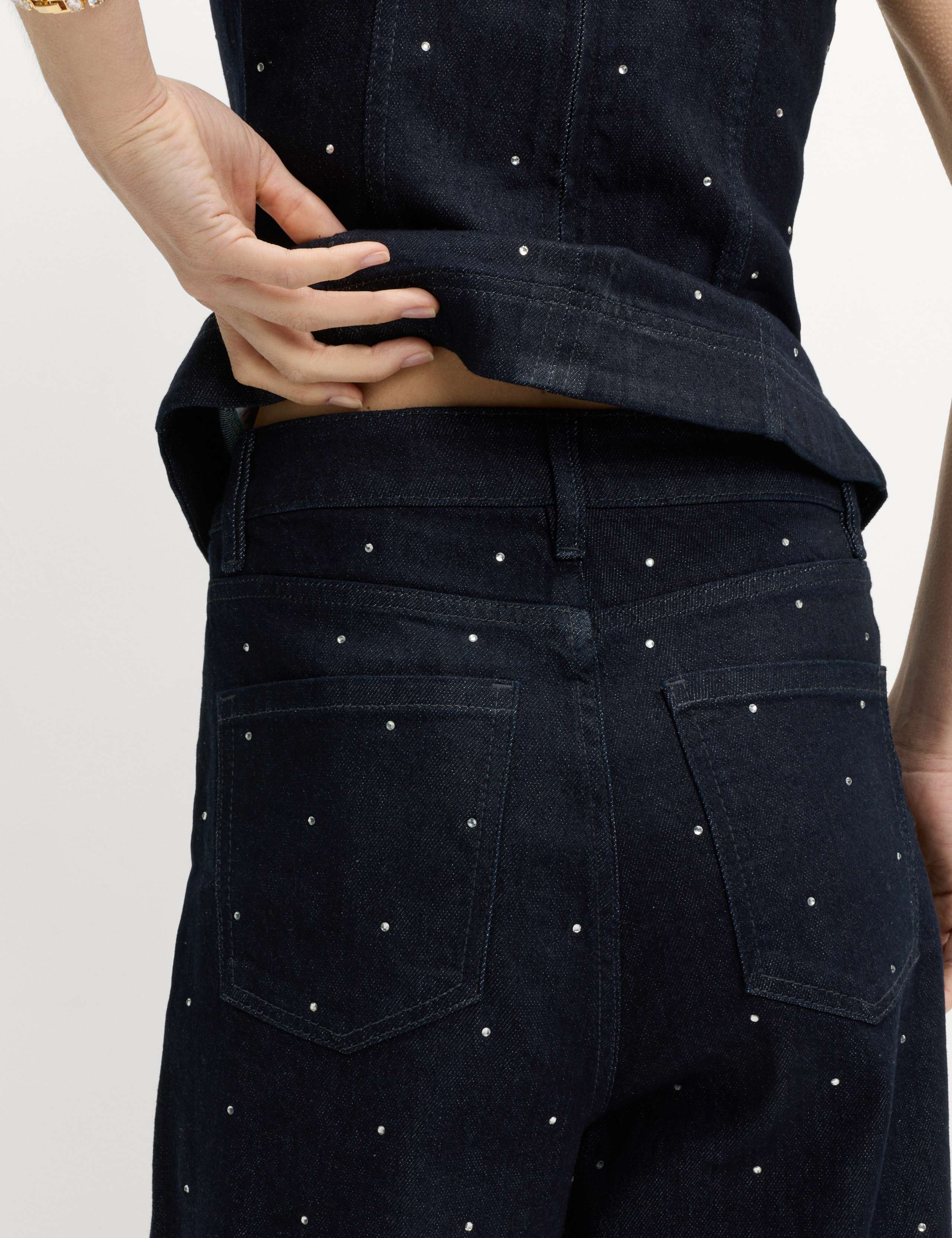 Cotton Rich Denim Embellished Carrot Leg Jeans 3 of 4