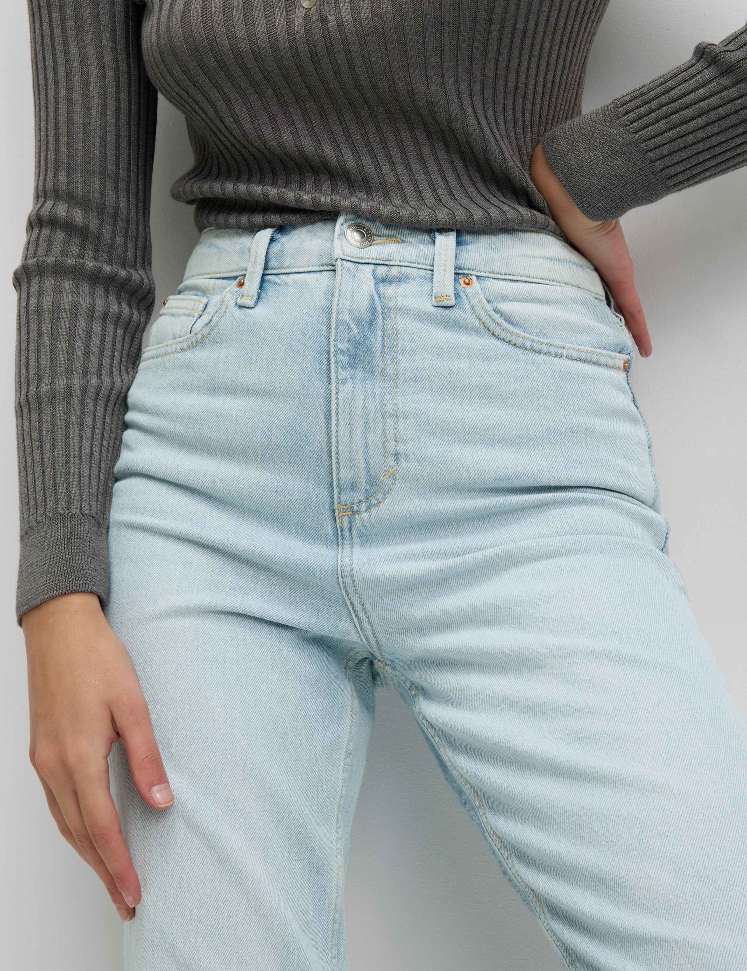 High Waisted Stovepipe Straight Leg Jeans 4 of 6