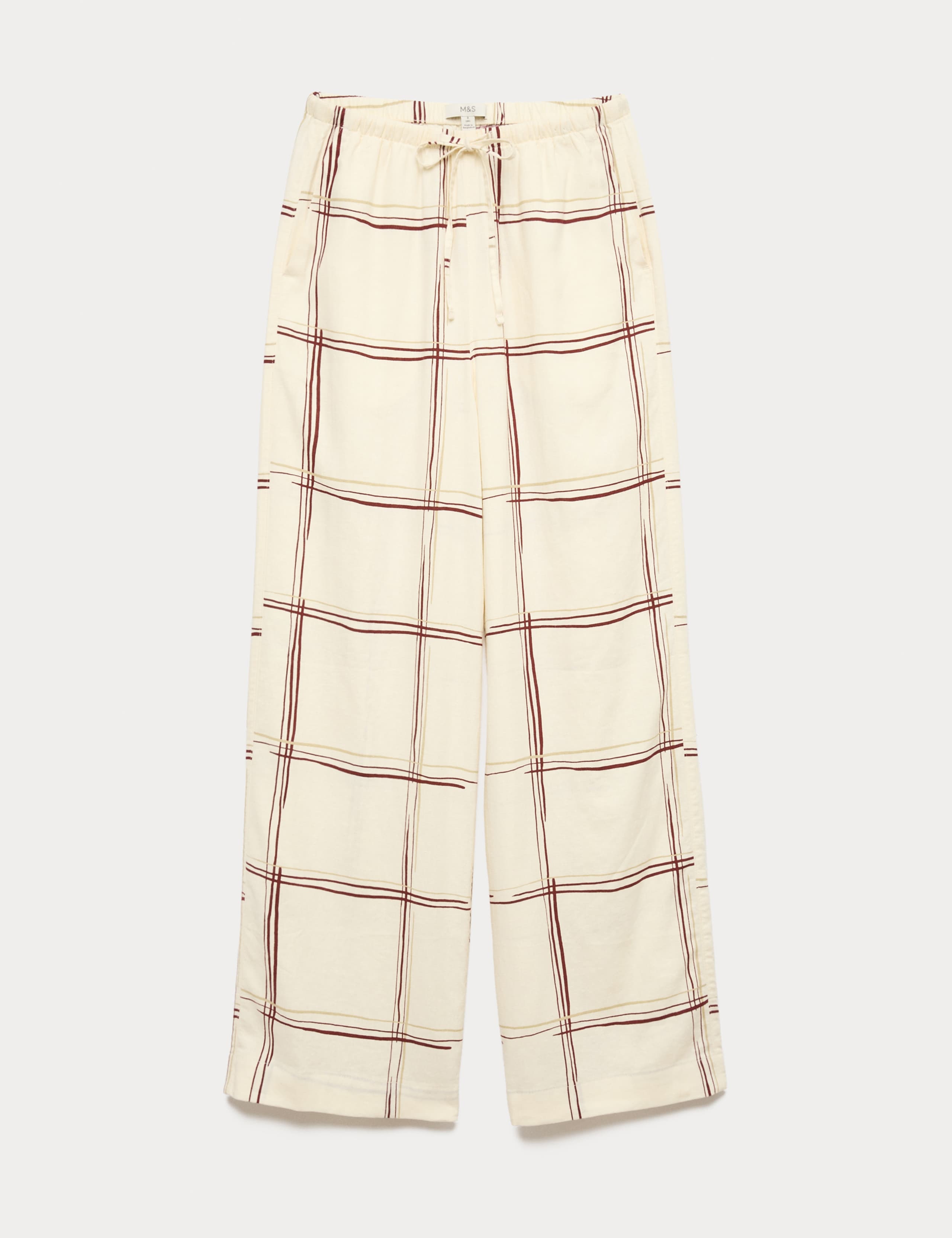 Linen Rich Checked Wide Leg Trousers 2 of 6