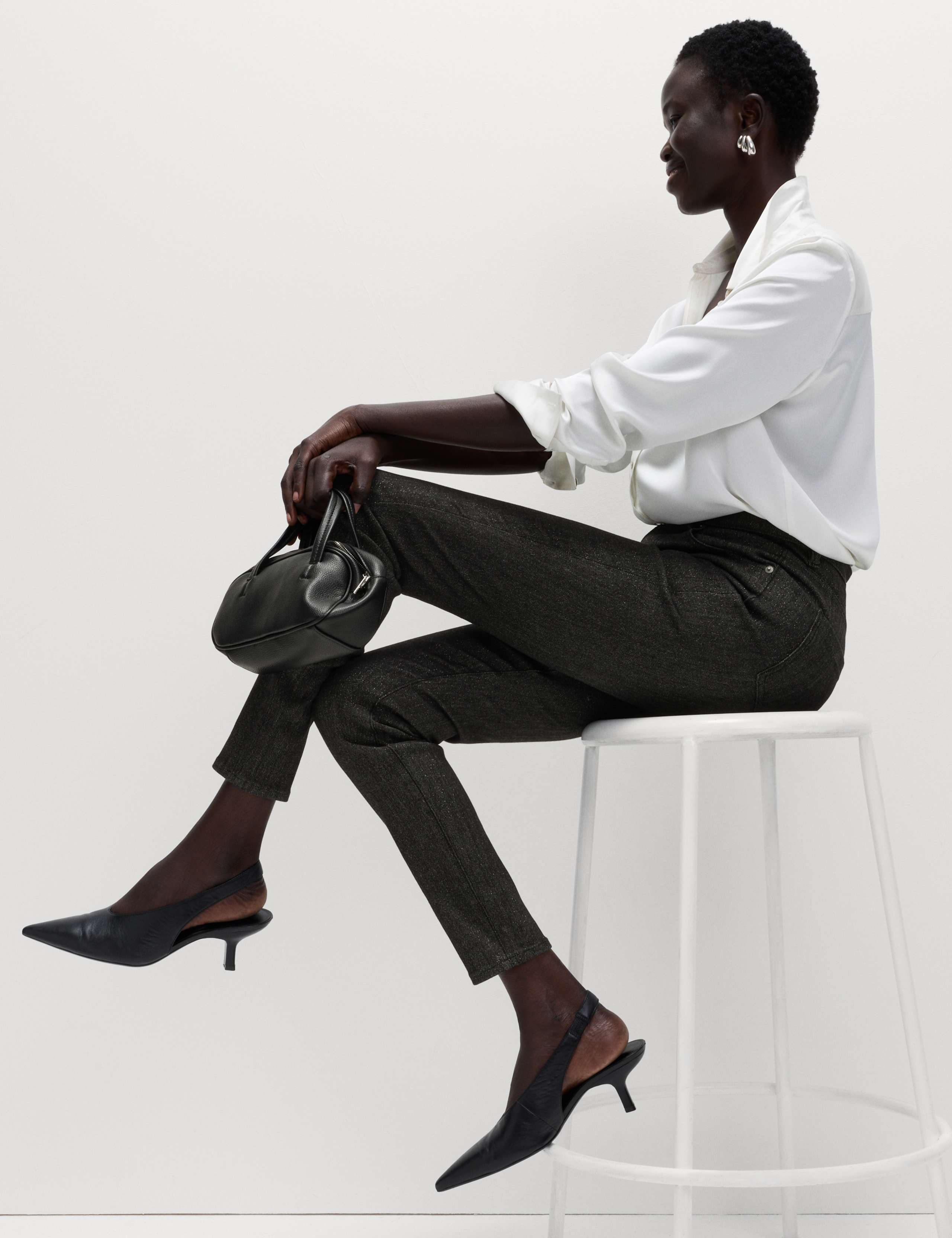 Ivy Mid Rise Shimmer Skinny Jeans 1 of 5