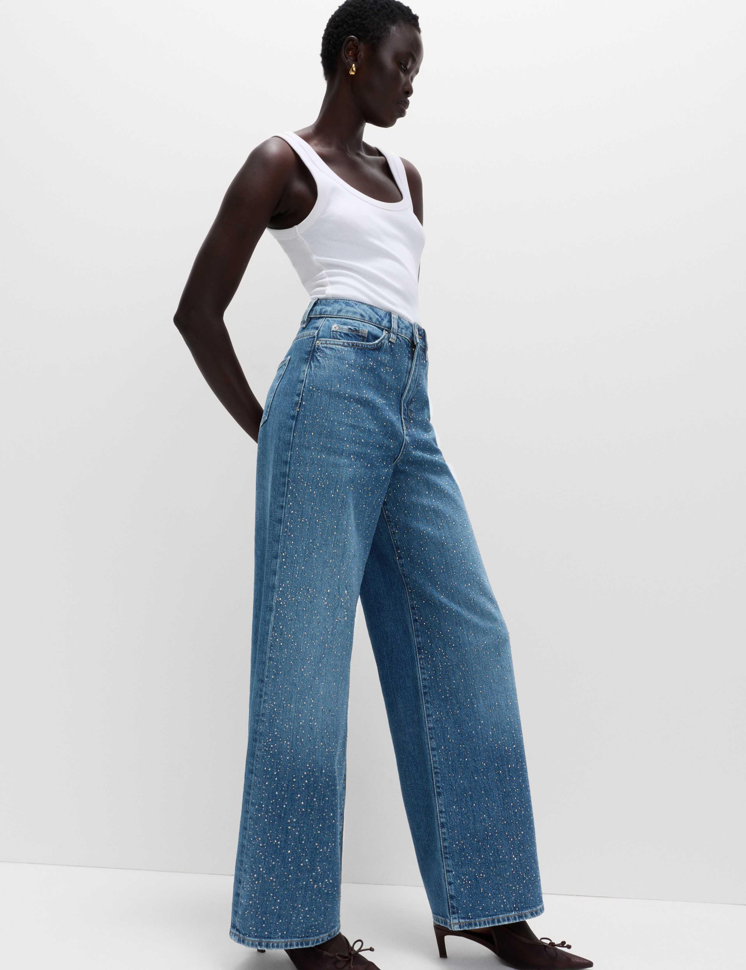 High Waisted Embellished Wide Leg Jeans 6 of 6
