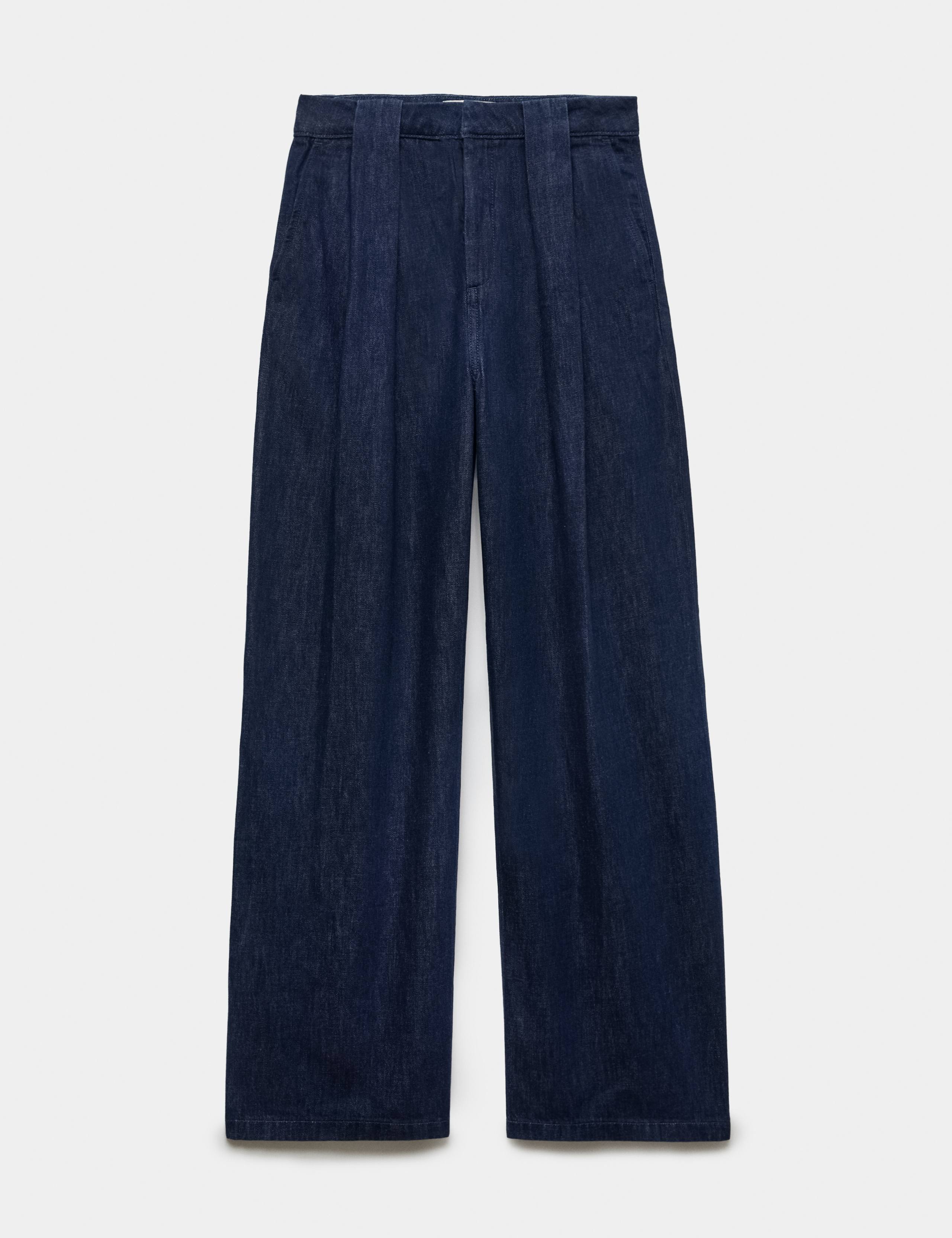 High Waisted Pleated Wide Leg Jeans 2 of 6