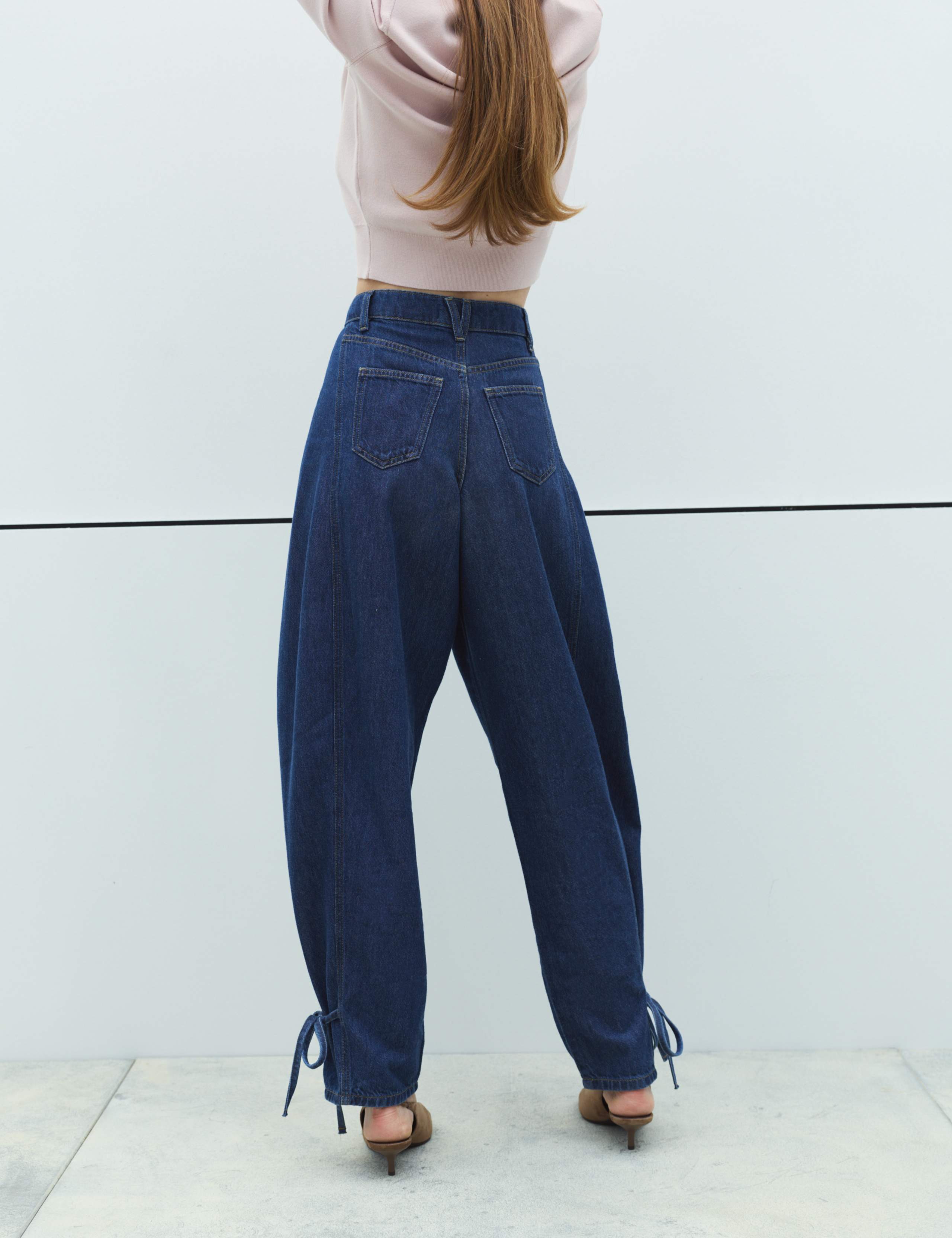 High Waisted Tie Detail Balloon Leg Jeans 3 of 7