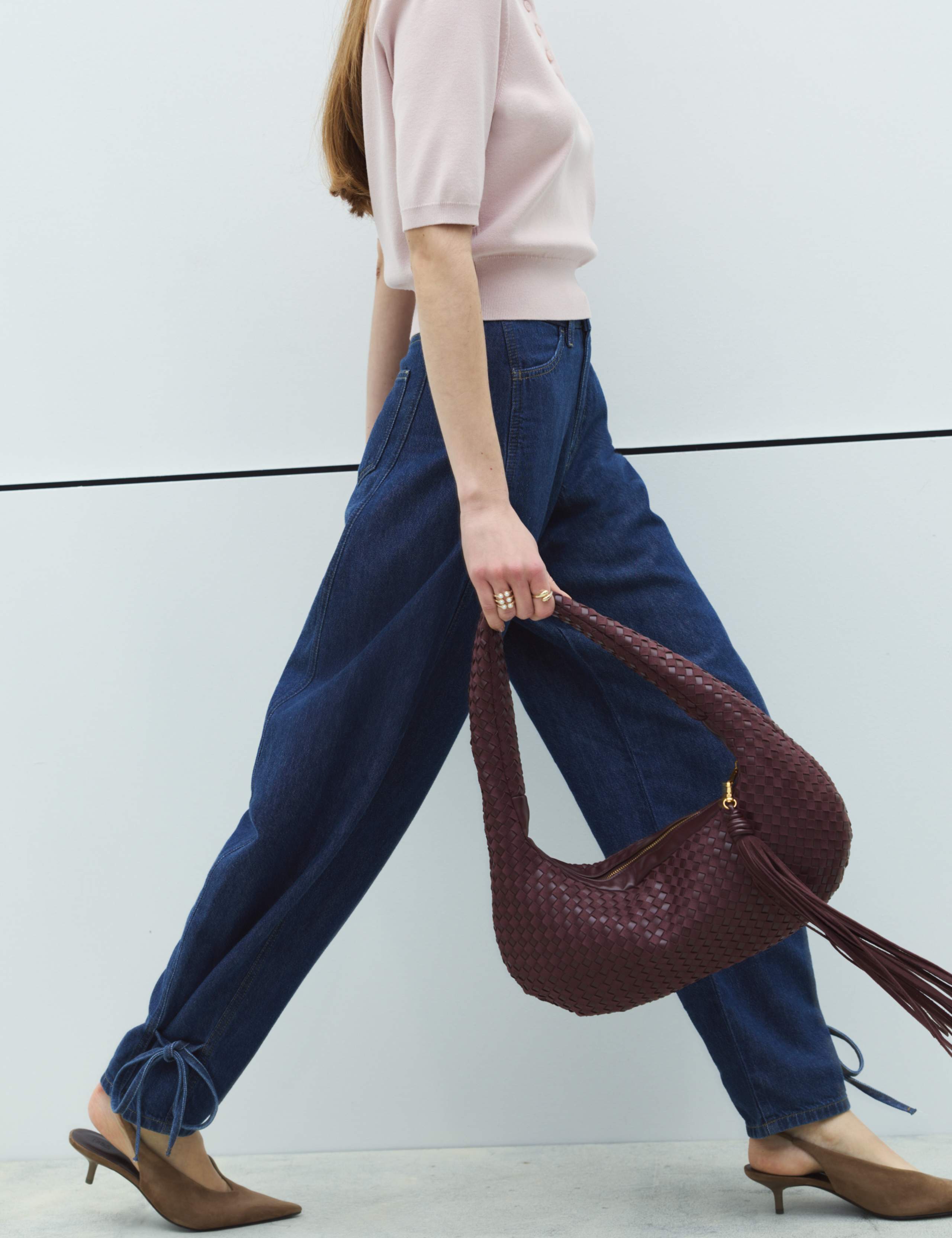 High Waisted Tie Detail Balloon Leg Jeans 6 of 7