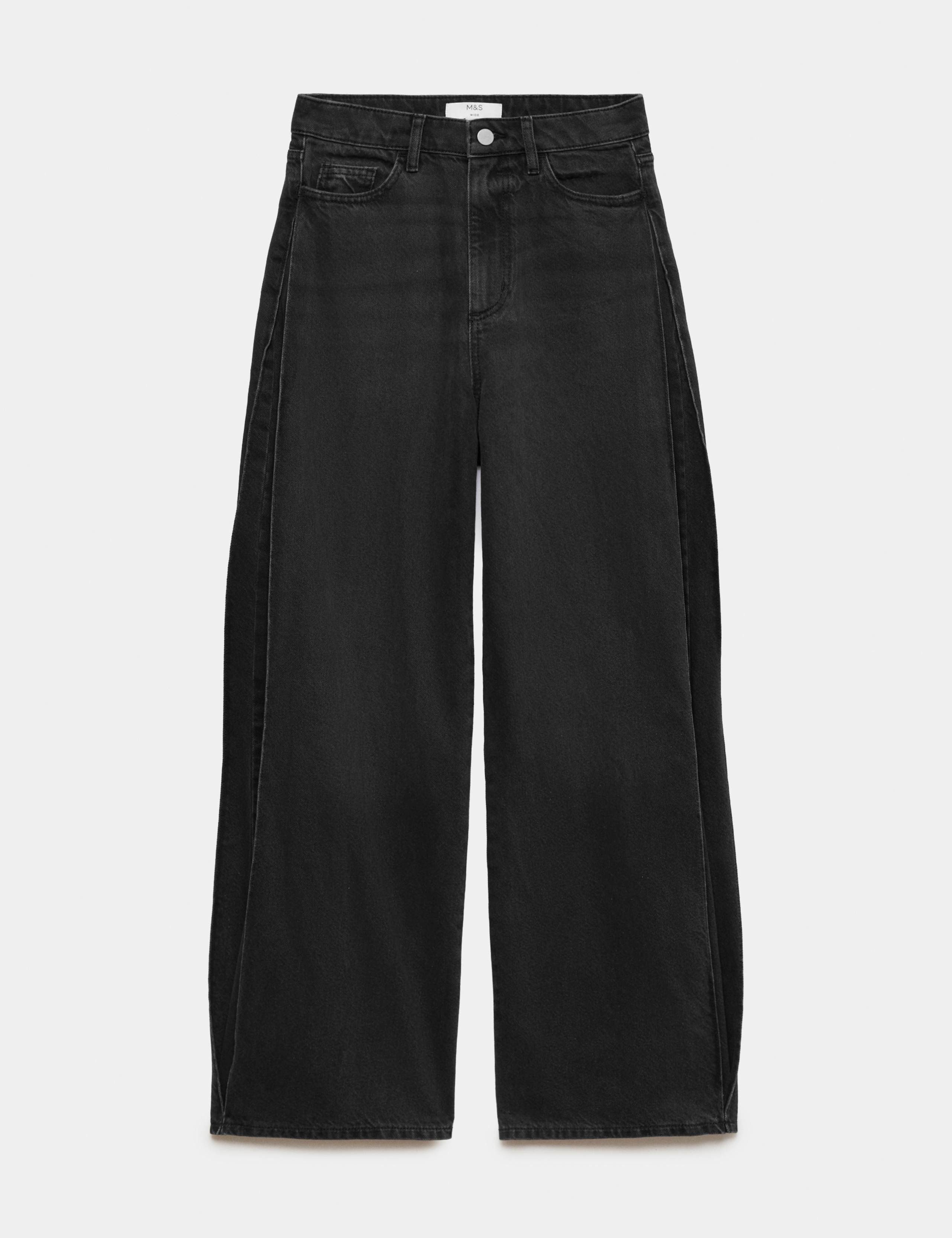 Mid Rise Side Pleat Wide Leg Jeans 2 of 6