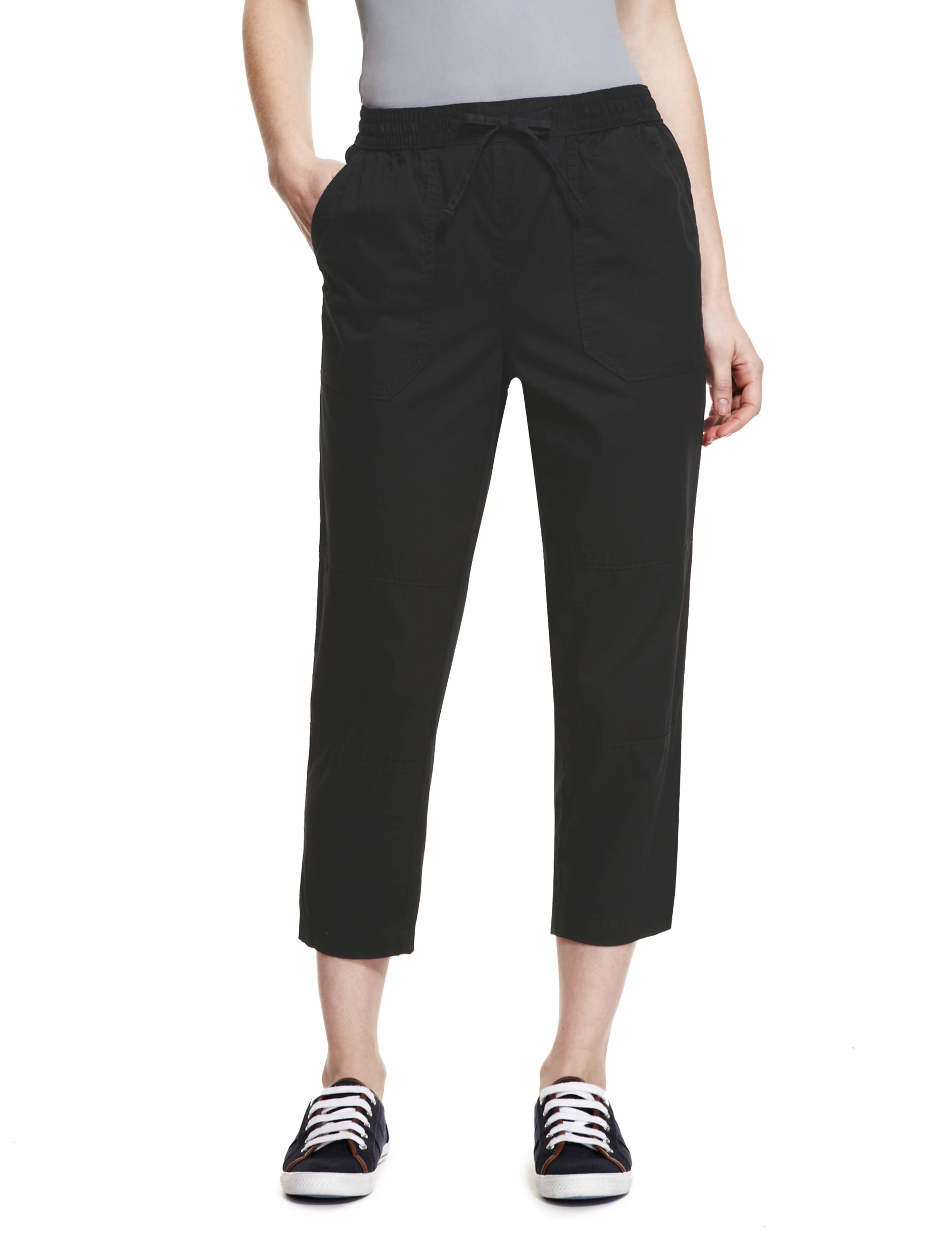 Pure Cotton Pull On Cropped Trousers 1 of 4