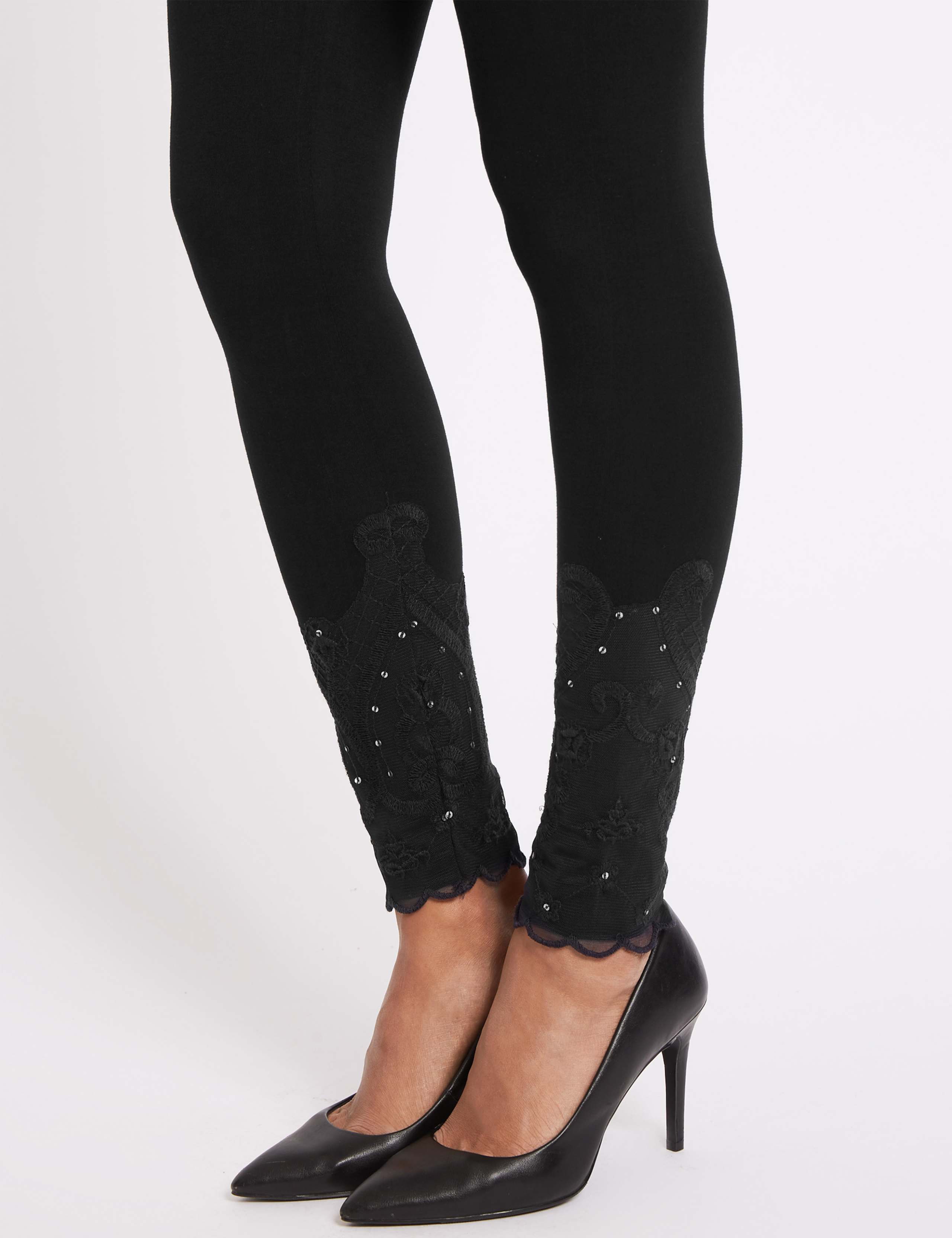 Embroidered Lace Hem Leggings 6 of 6