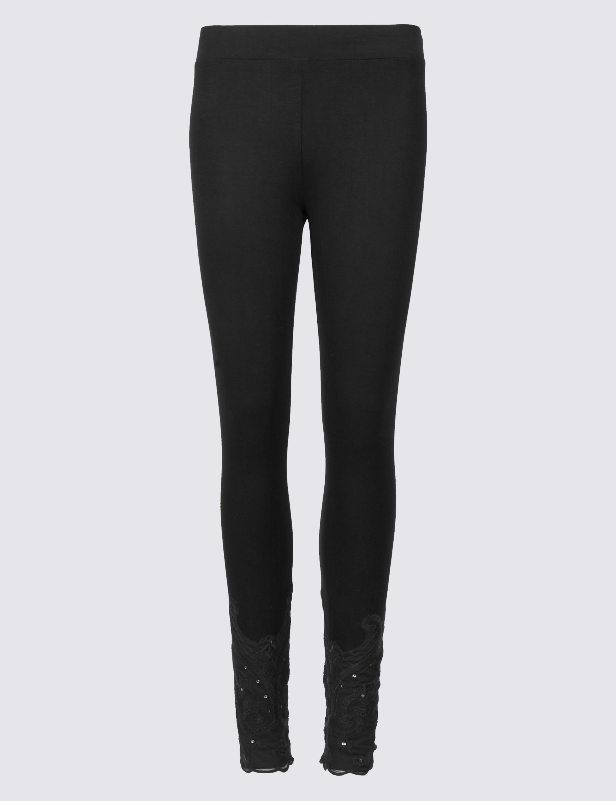 Embroidered Lace Hem Leggings 2 of 6