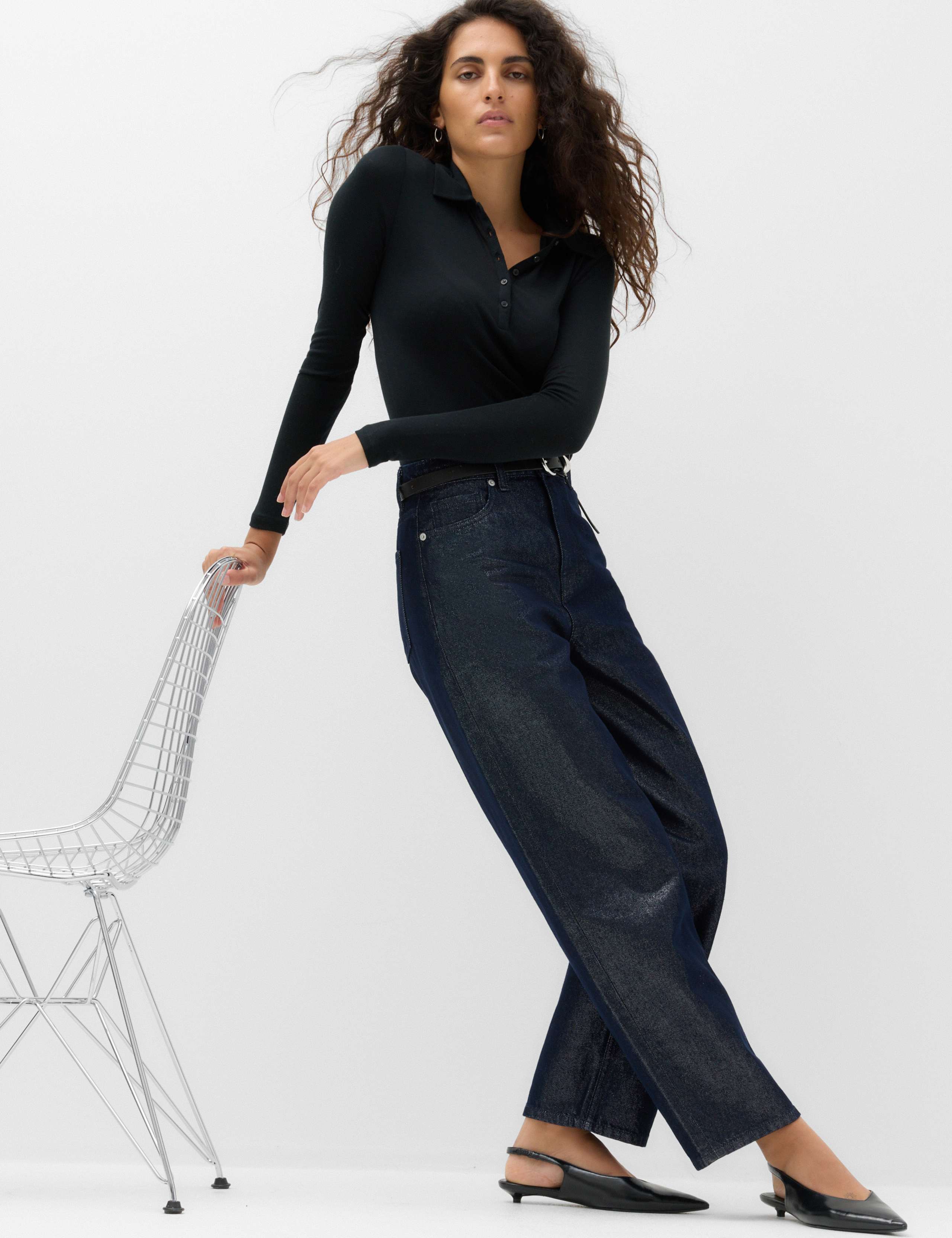 High Waisted Shimmer Carrot Jeans 7 of 7