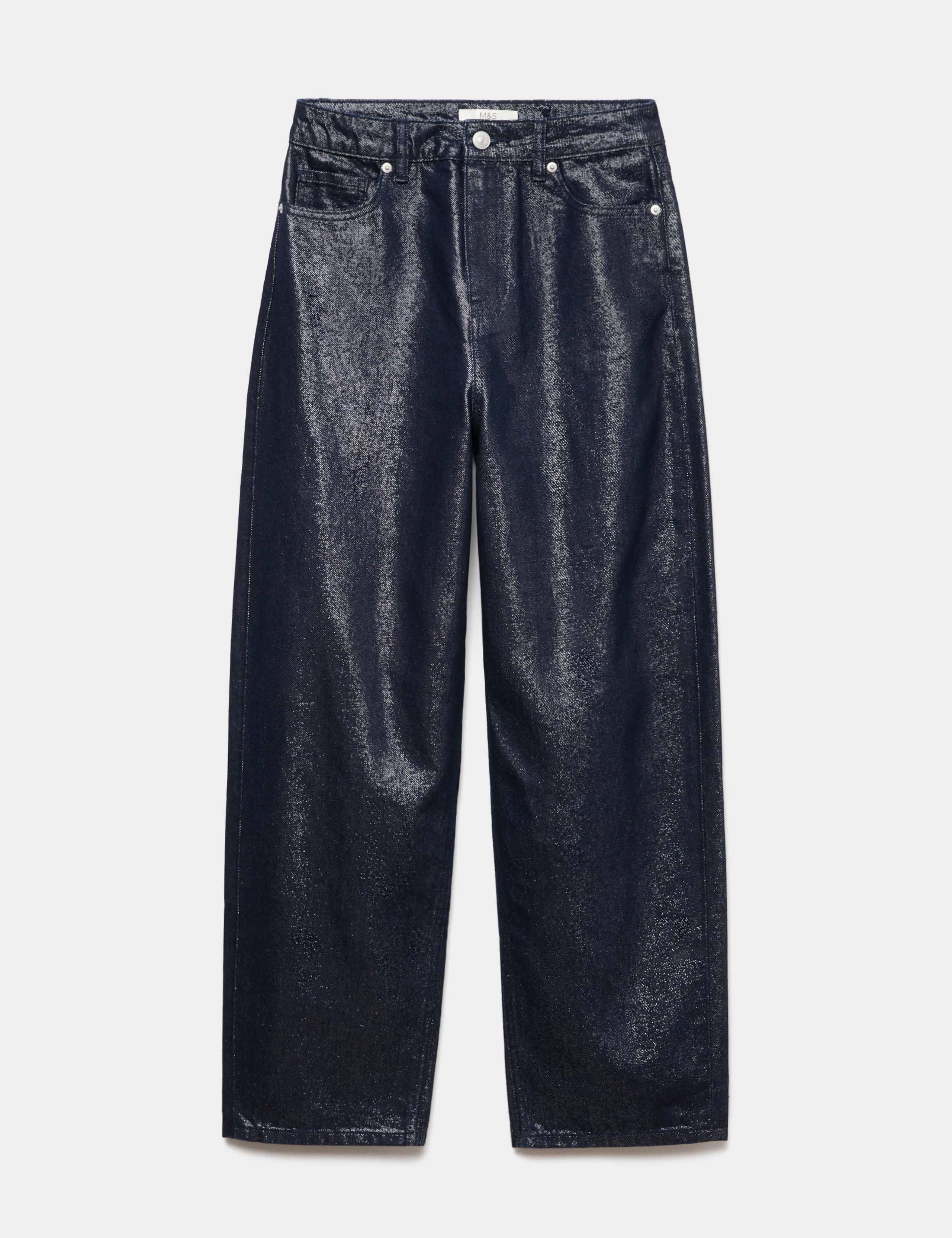 High Waisted Shimmer Carrot Jeans 2 of 7