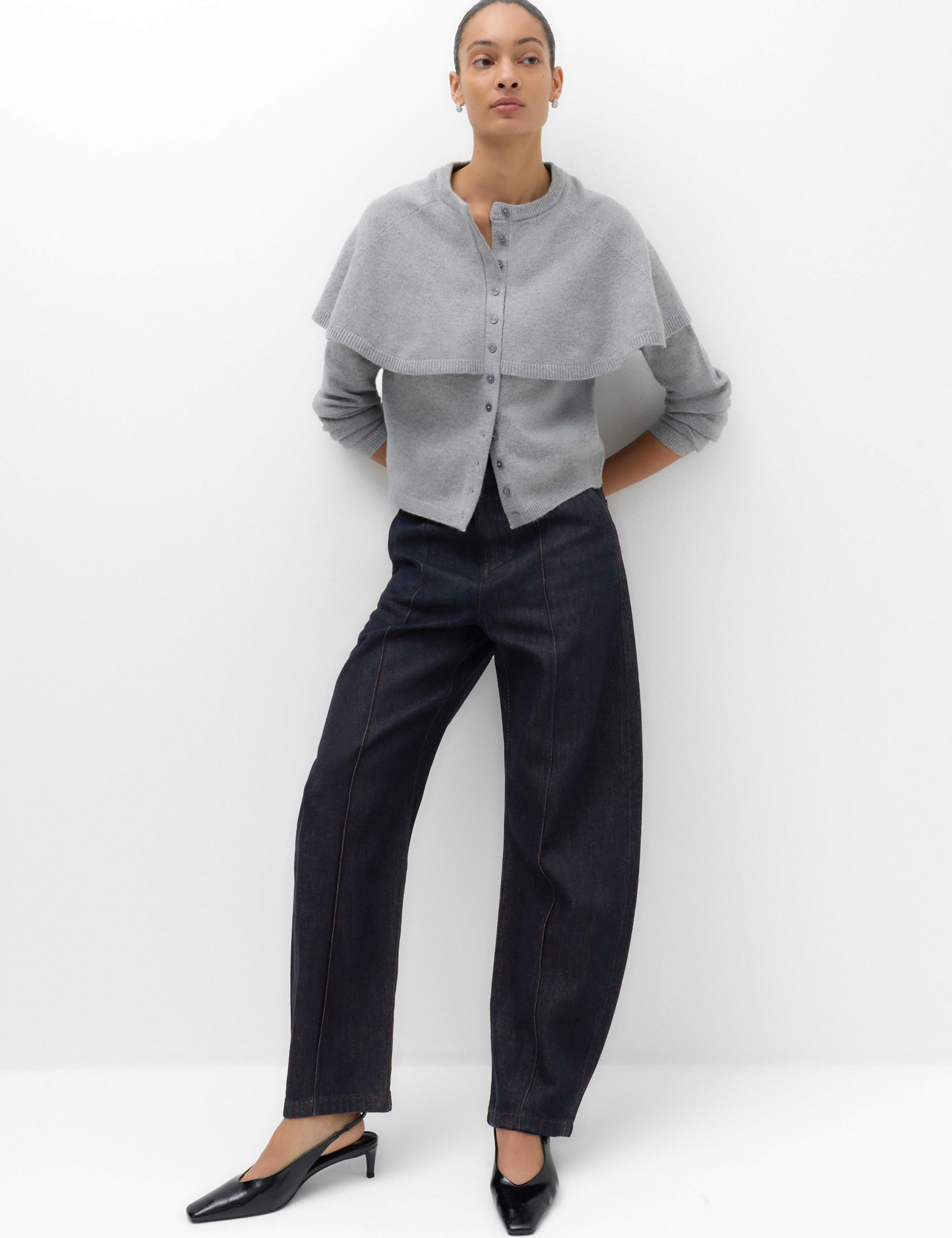 High Waisted Pintuck Barrel Jeans with Lyocell 5 of 6