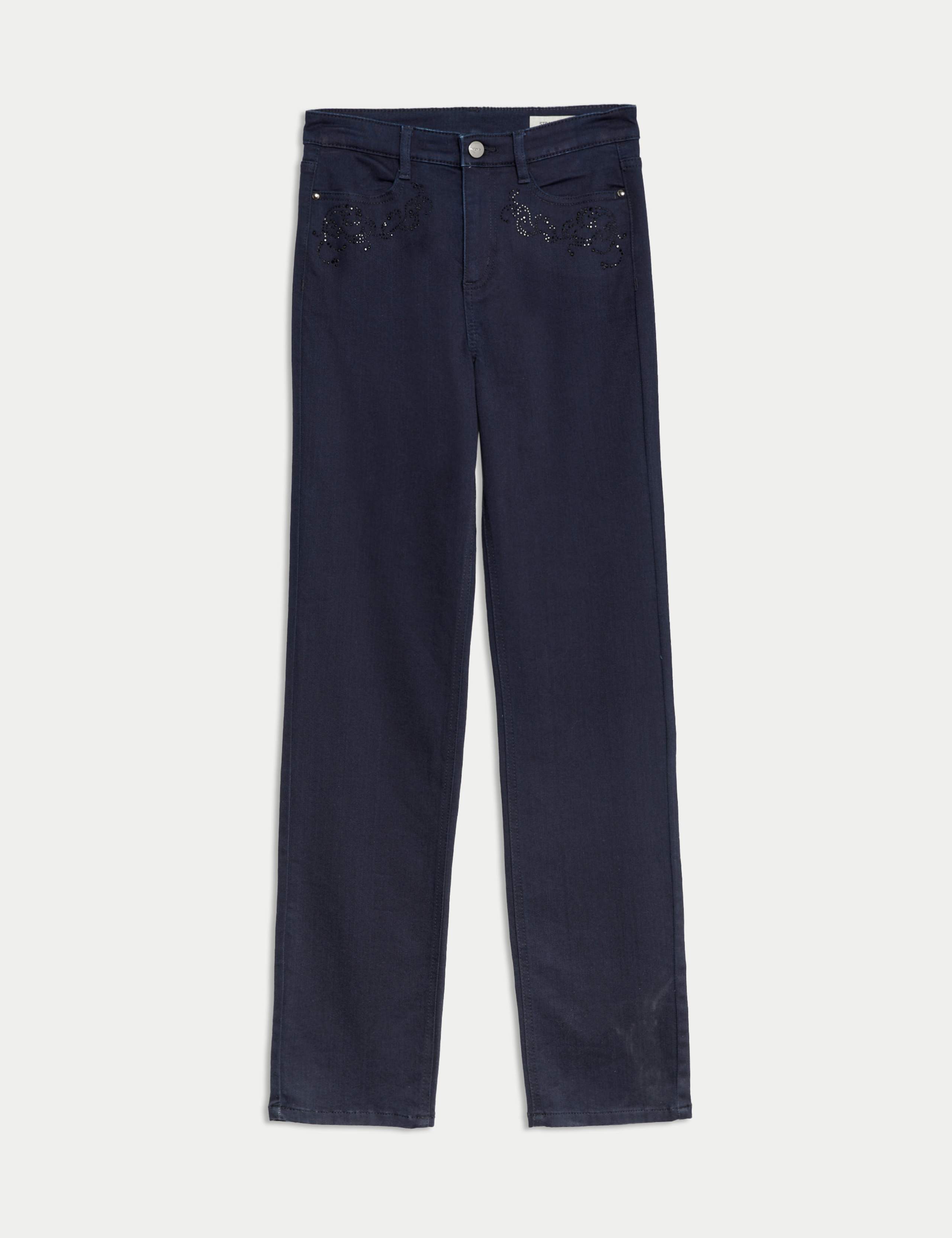 High Waisted Embellished Straight Leg Jeans 2 of 5