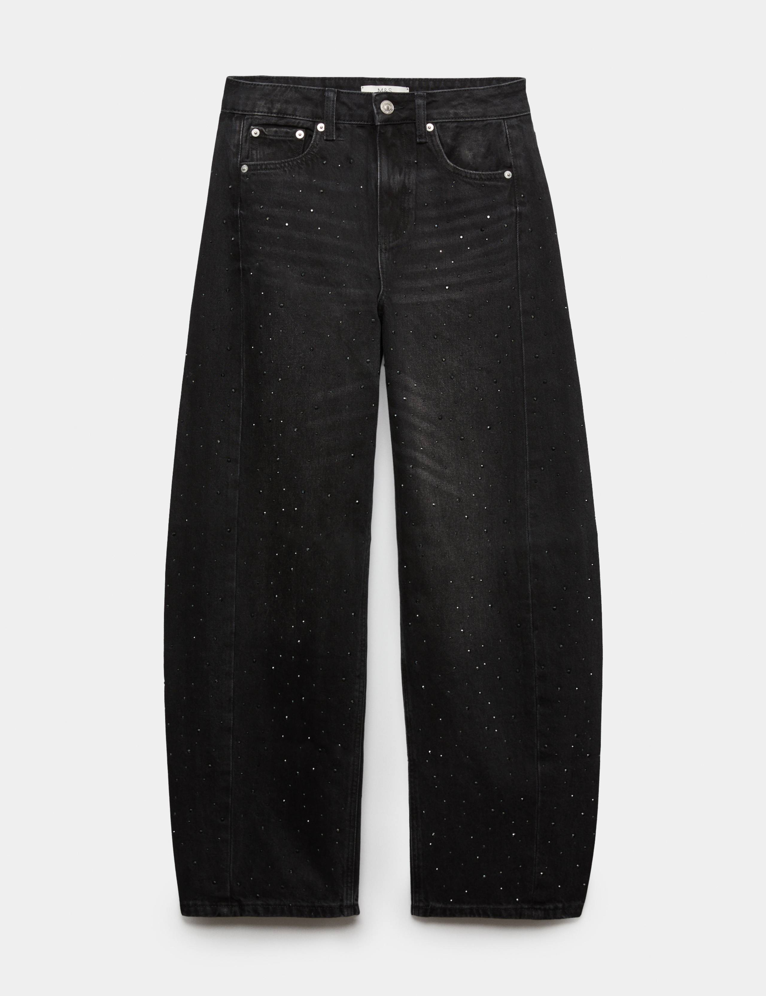 Mid Rise Embellished Barrel Jeans 2 of 7