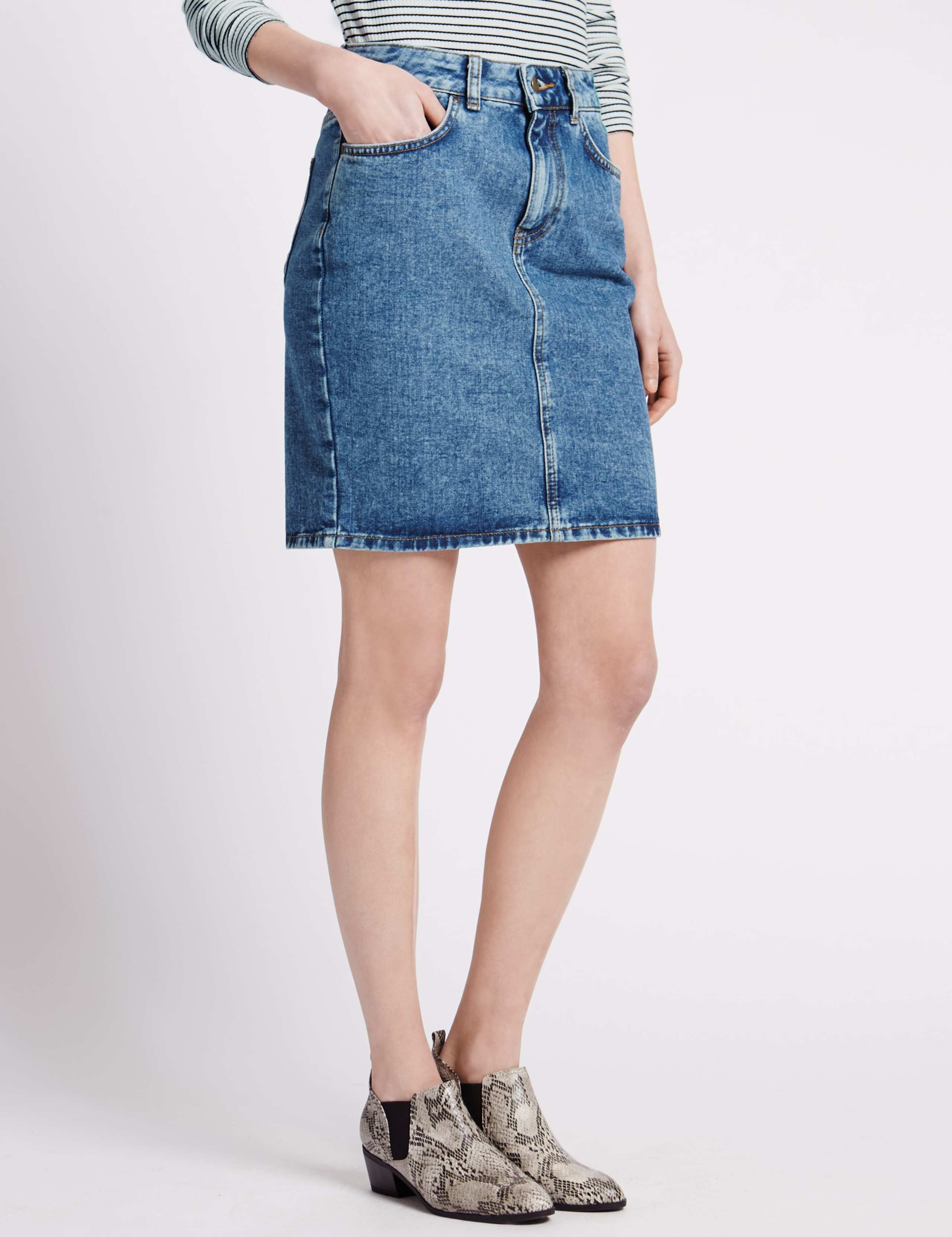 Denim A-Line Mini Skirt 1 of 3