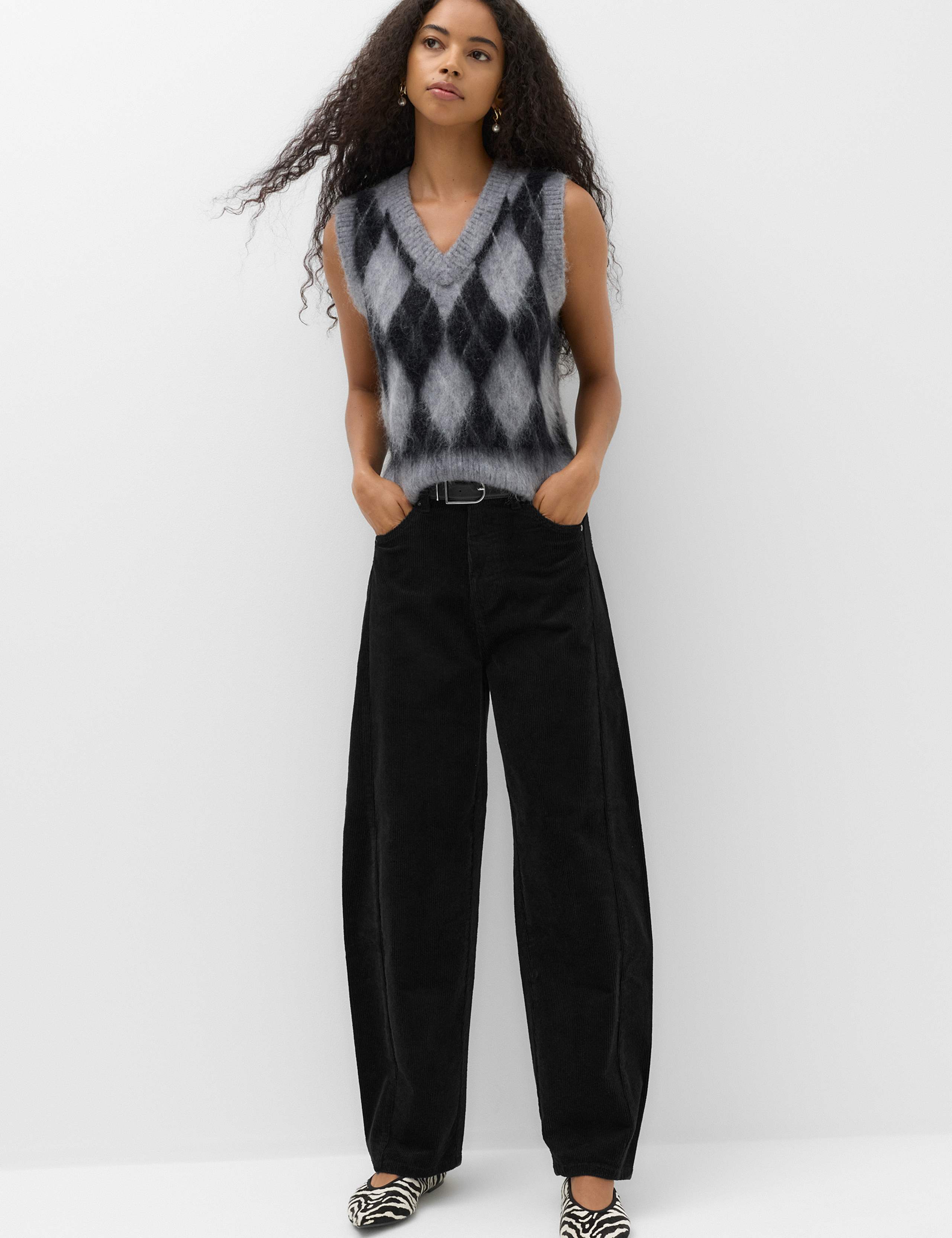 Corduroy Barrel Leg Trousers 1 of 7
