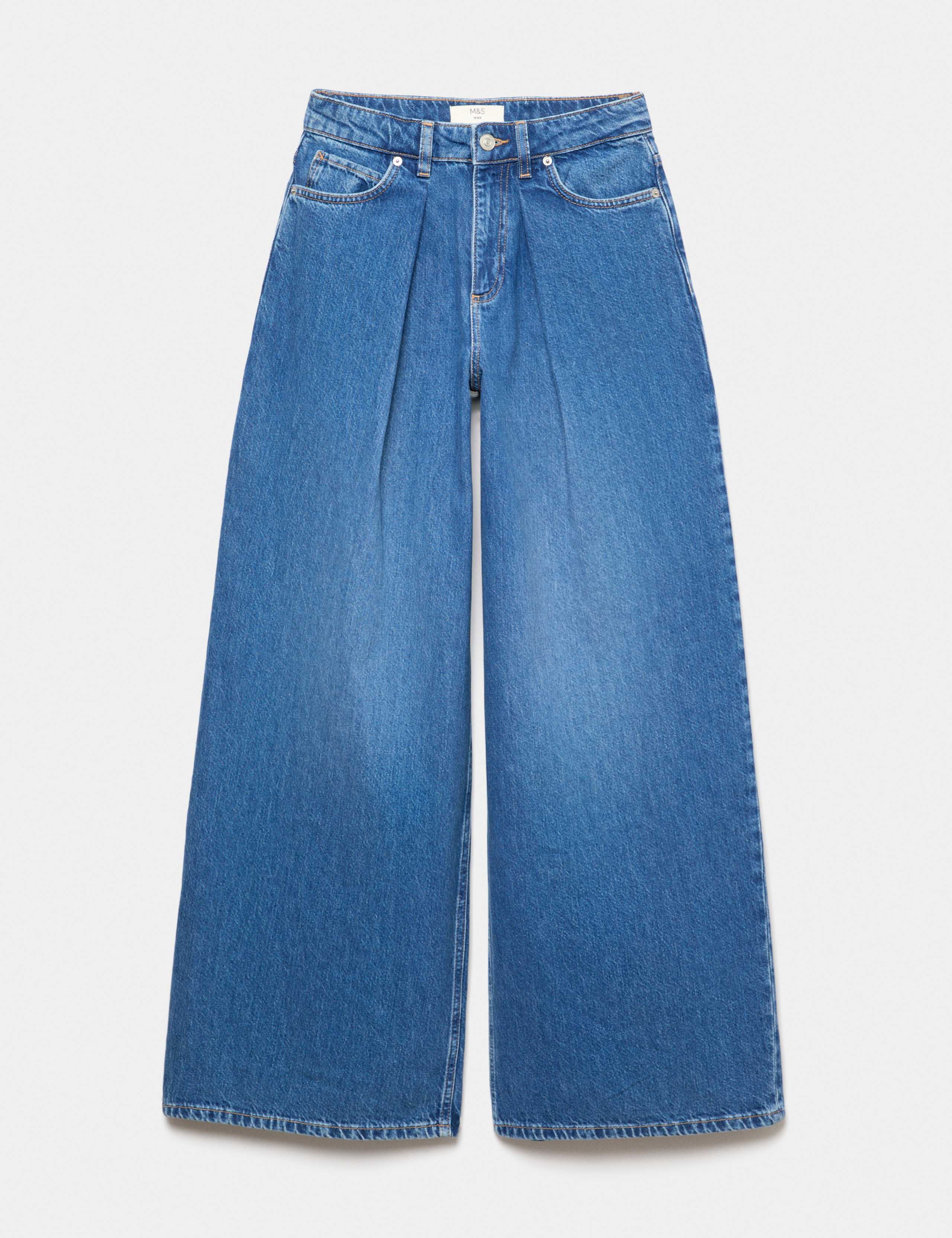 High Waisted Pleat Front Wide Leg Jeans 2 of 6