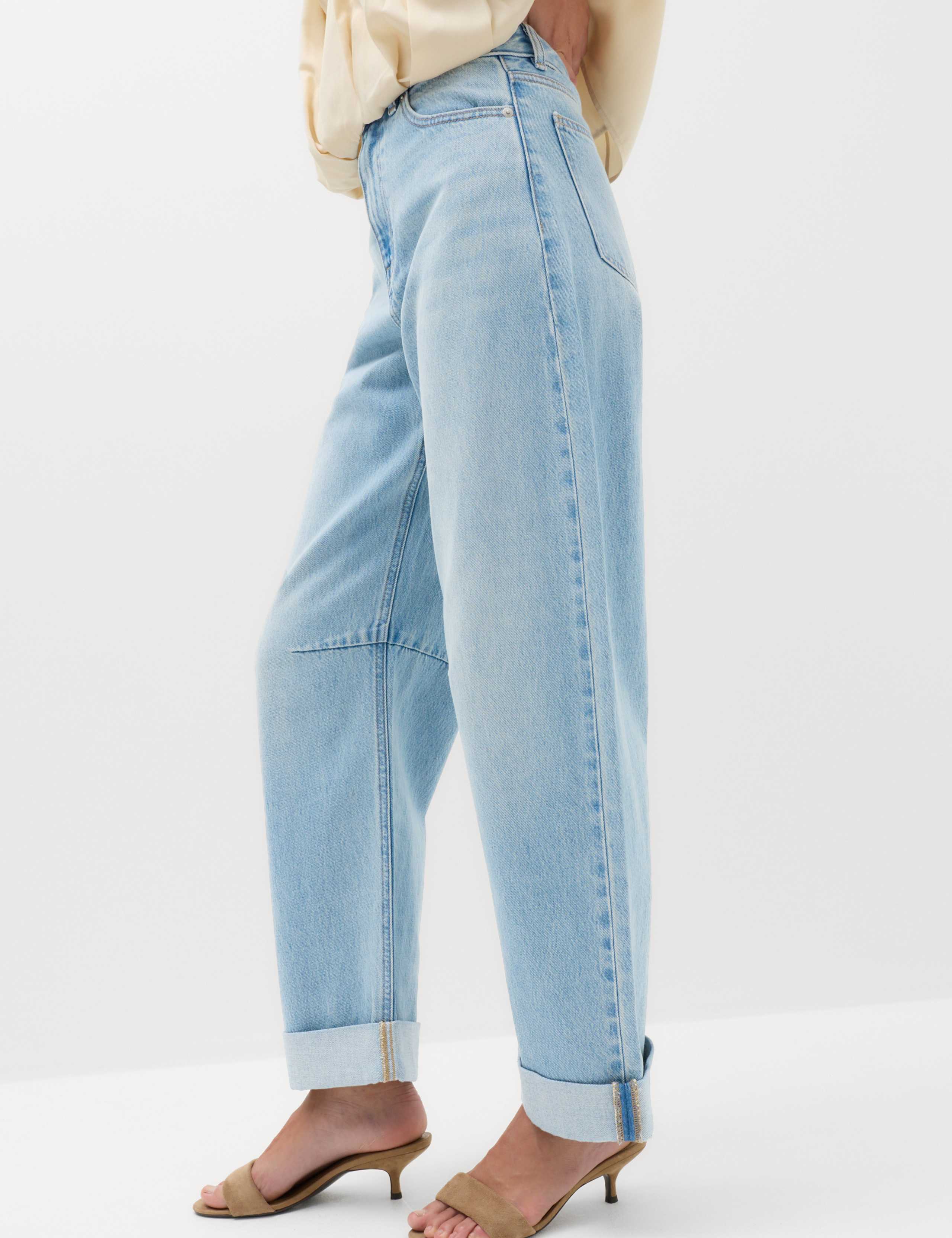 High Waisted Barrel Turn Up Jeans 1 of 6
