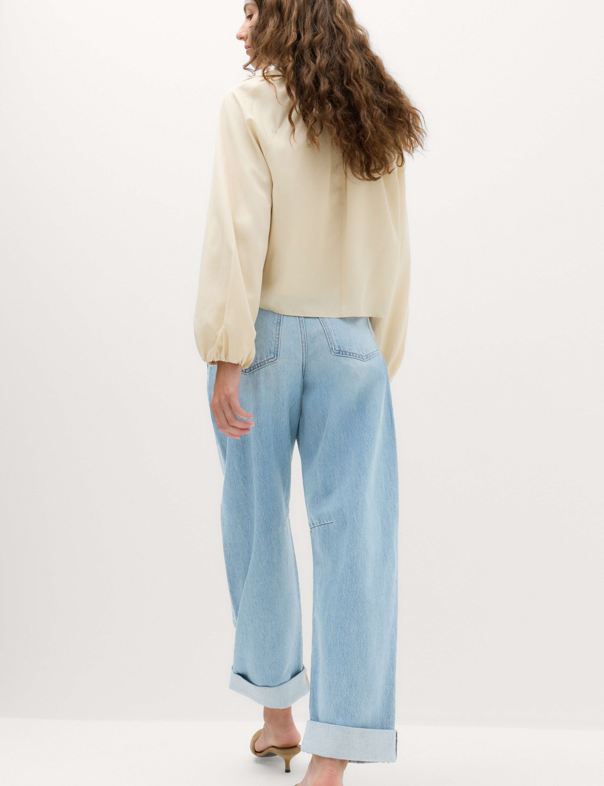 High Waisted Barrel Turn Up Jeans 6 of 6