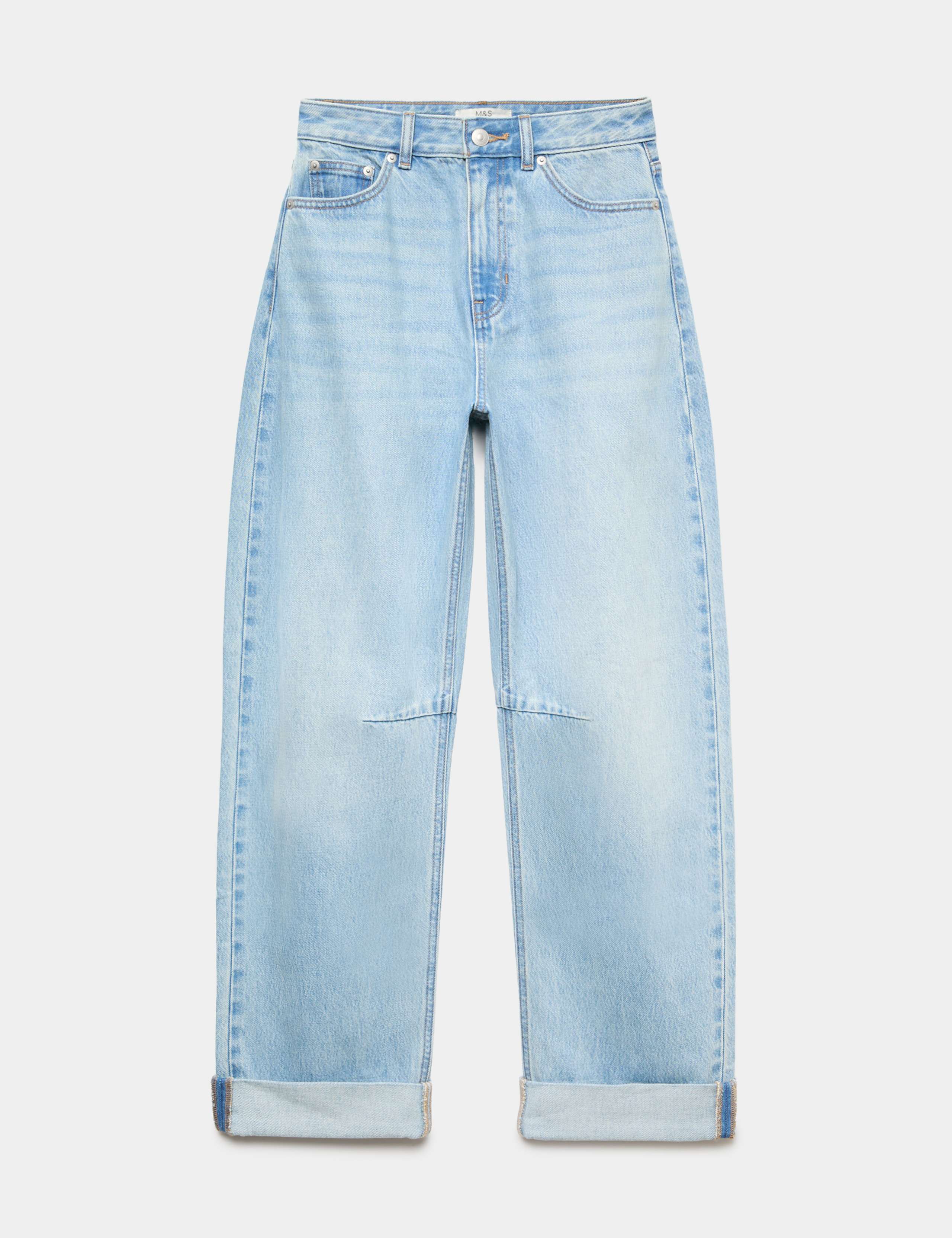 High Waisted Barrel Turn Up Jeans 2 of 6