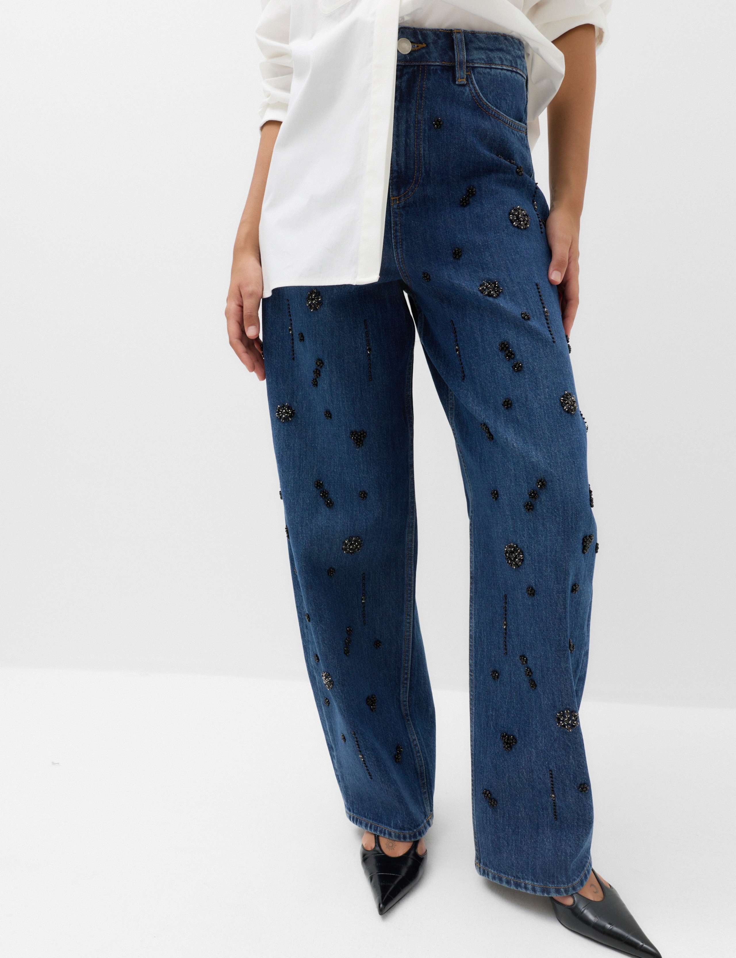 High Waisted Embellished Barrel Jeans 3 of 7