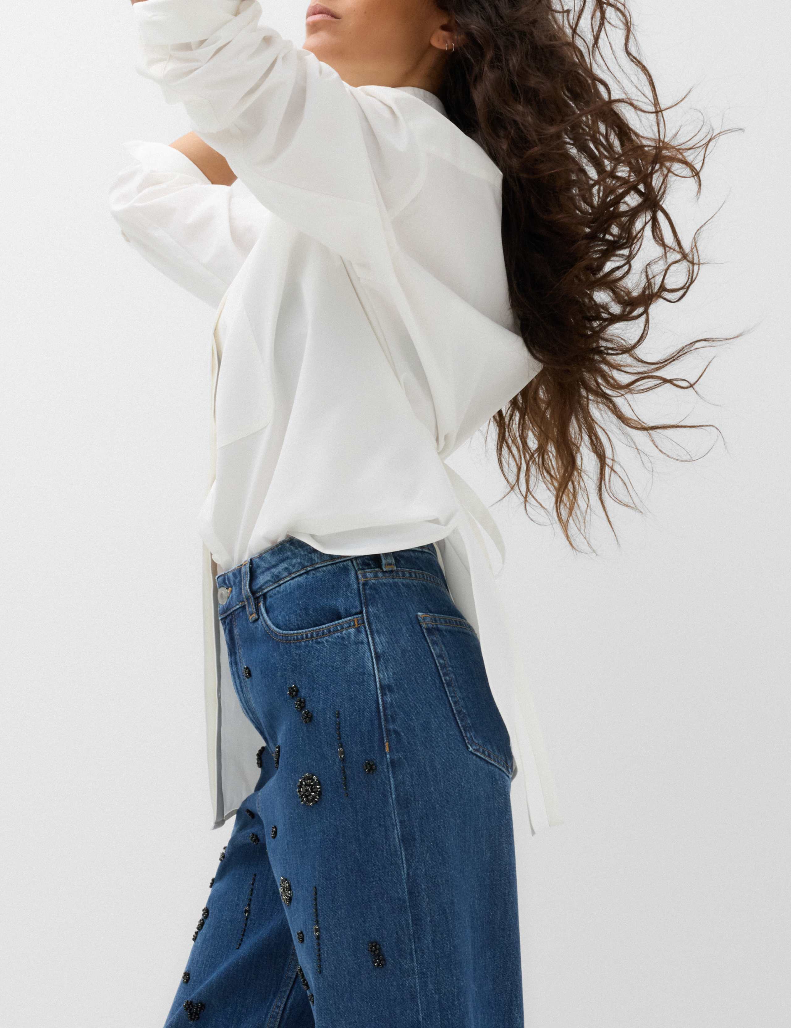 High Waisted Embellished Barrel Jeans 4 of 7