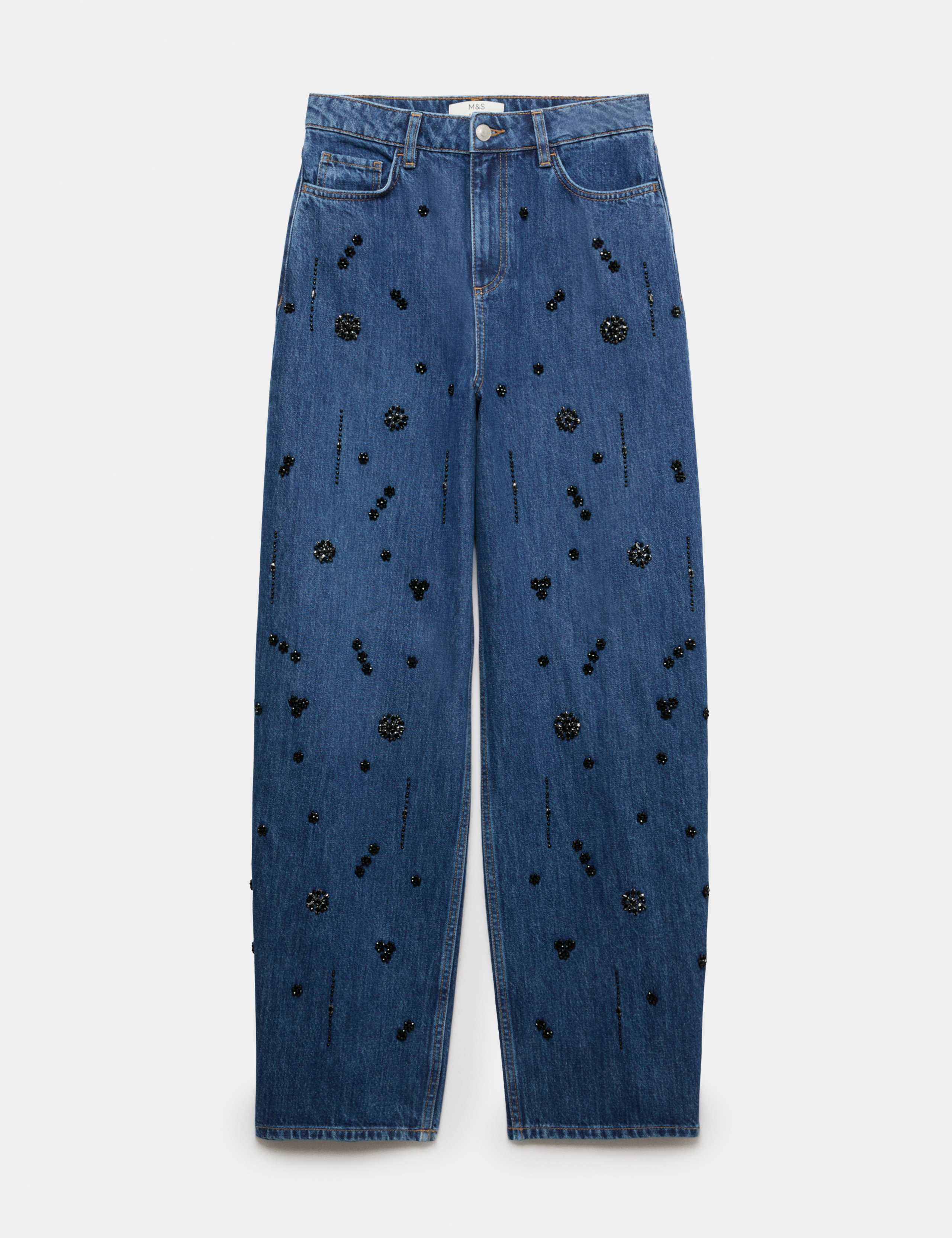 High Waisted Embellished Barrel Jeans 2 of 7