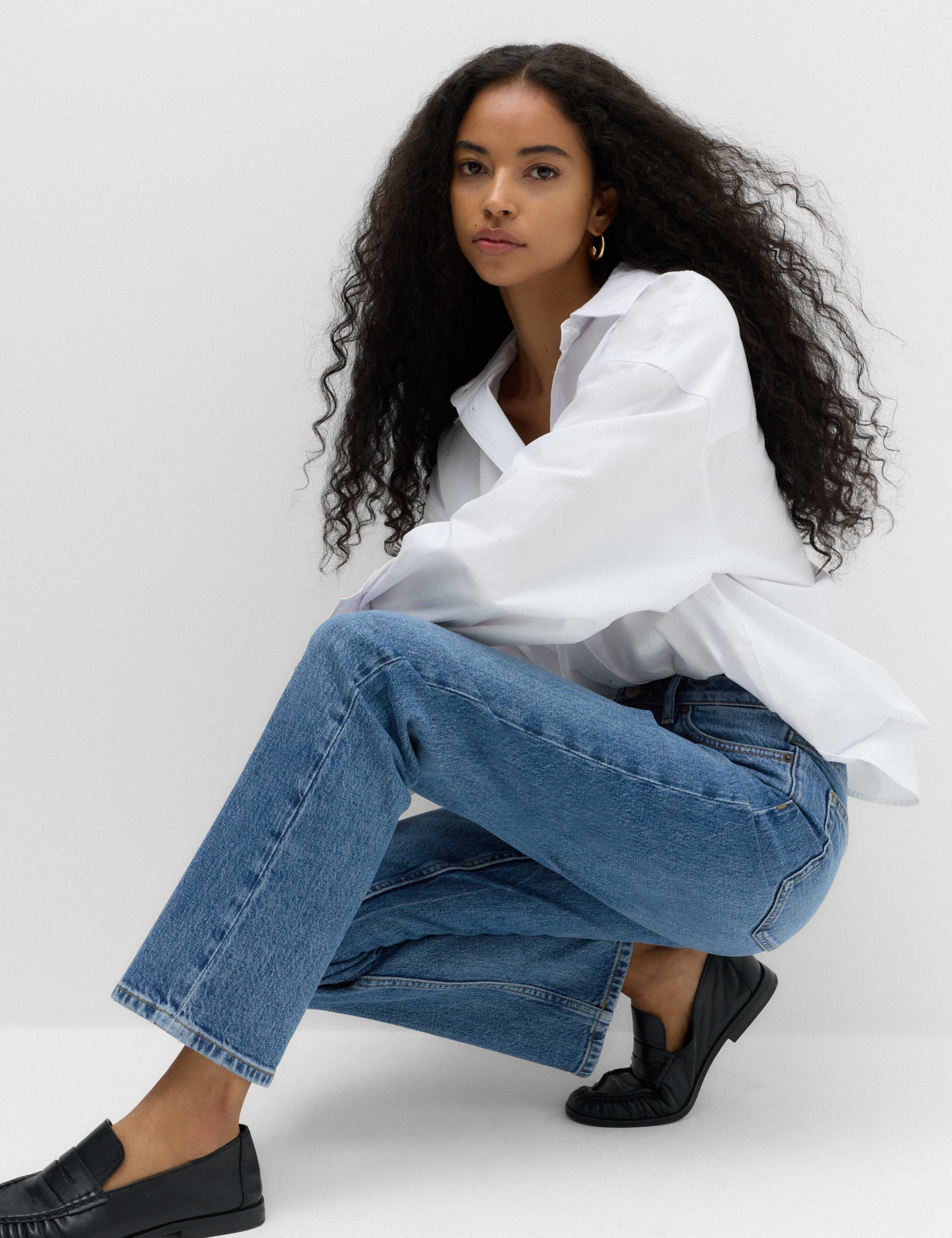 Mid Rise Straight Leg Ankle Length Jeans 1 of 6