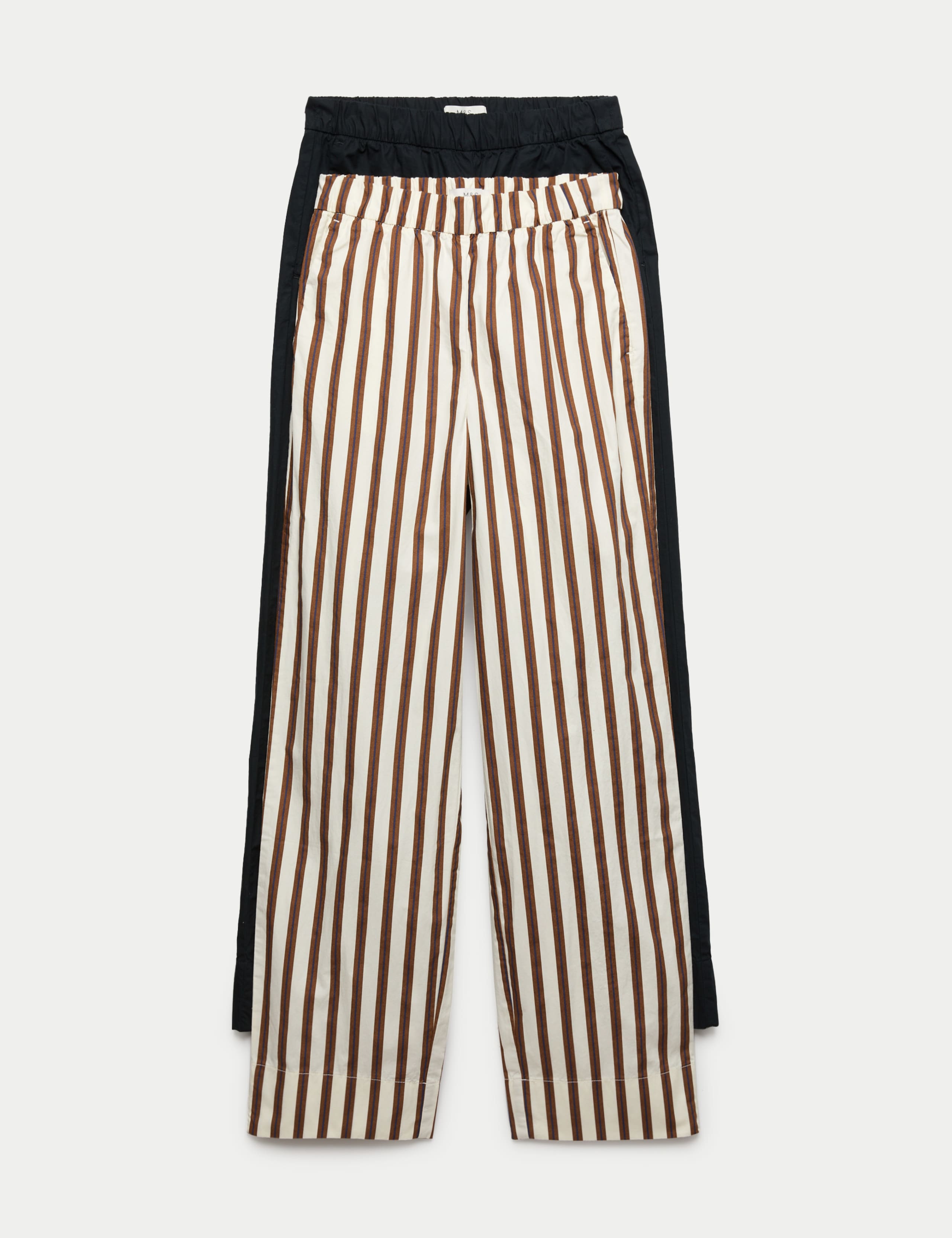 2 Pack Pure Cotton Poplin Straight Leg Trousers 1 of 5