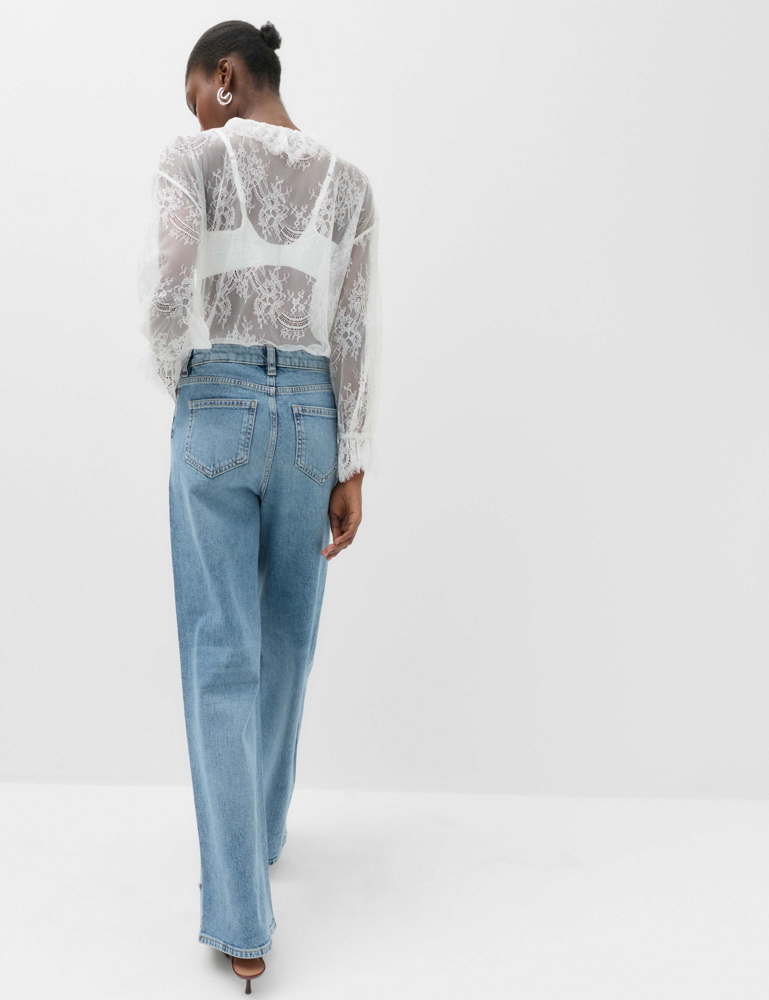 Cotton Rich Embellished High Waisted Wide Leg Jeans 4 of 6