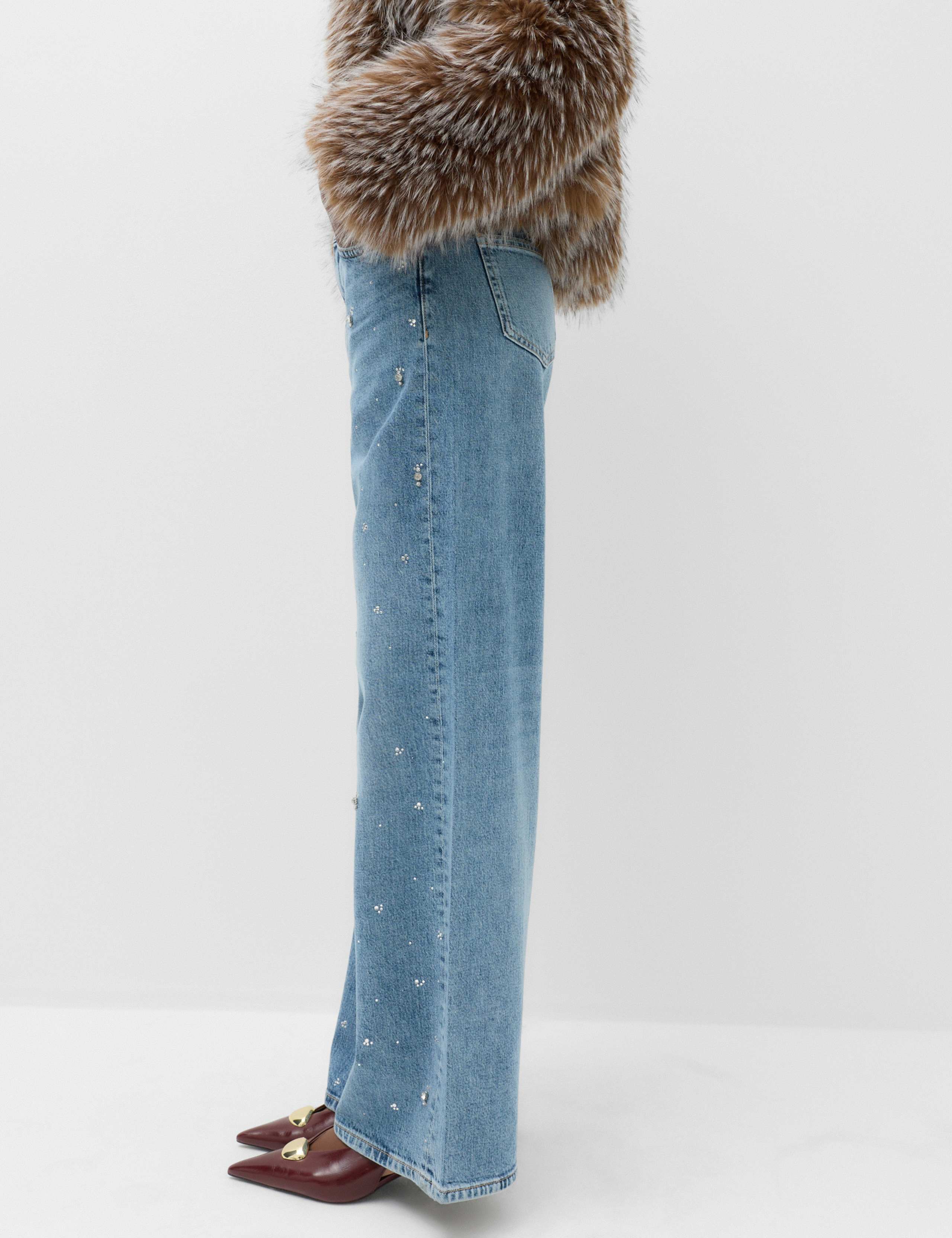Cotton Rich Embellished High Waisted Wide Leg Jeans 6 of 6