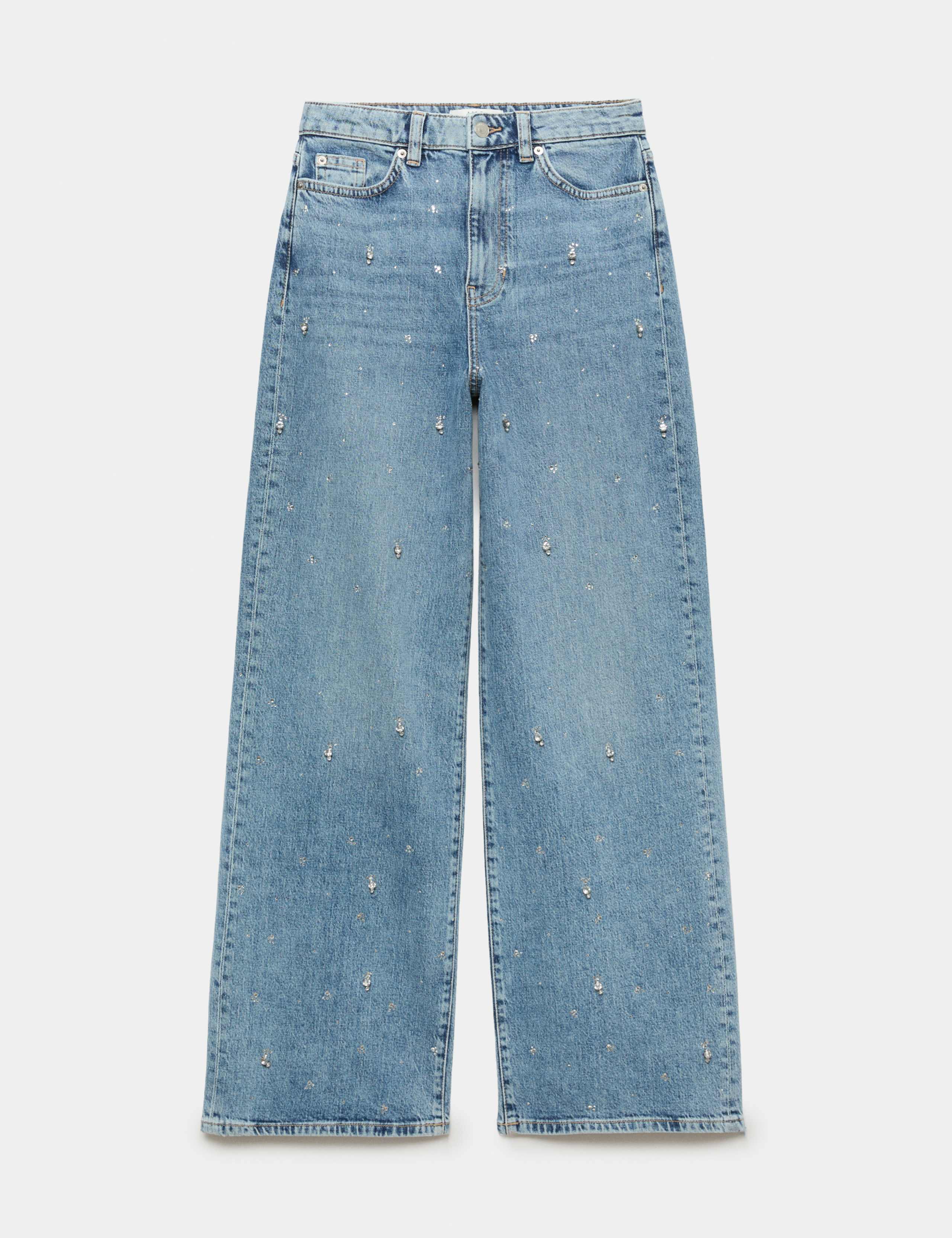 Cotton Rich Embellished High Waisted Wide Leg Jeans 2 of 6