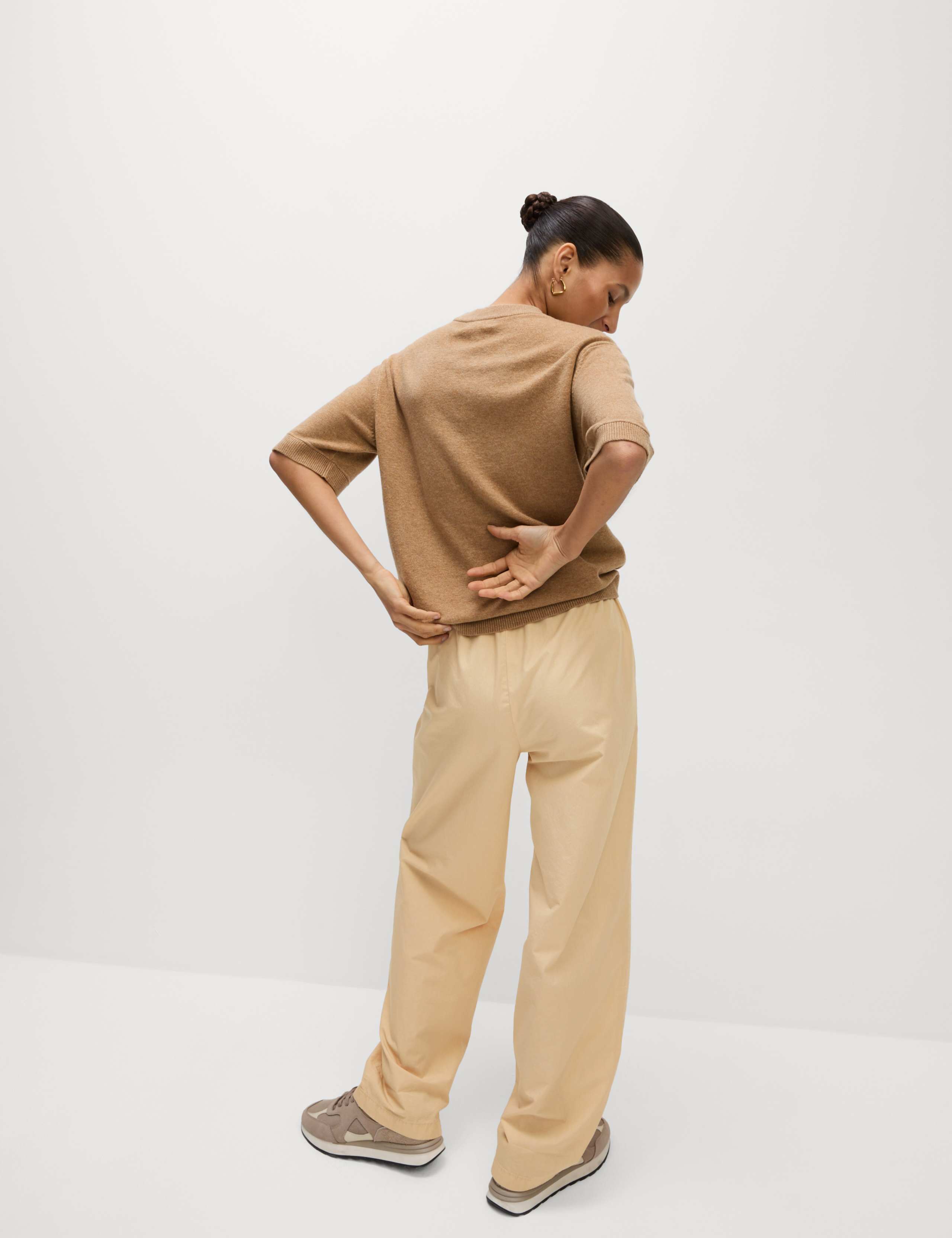 Pure Cotton Poplin Straight Leg Trousers 4 of 5