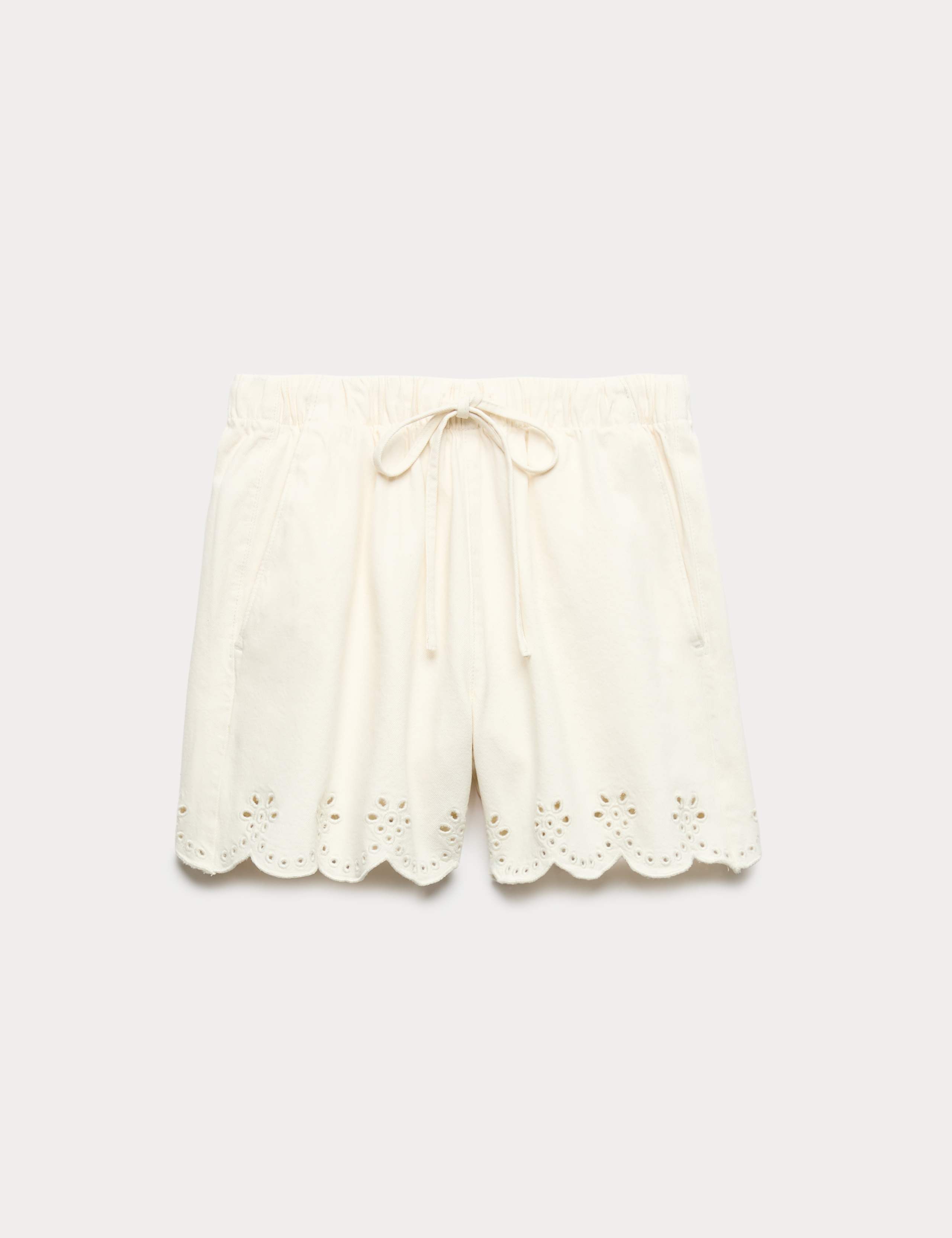 Denim Broderie Pull On High Waisted Shorts 2 of 6