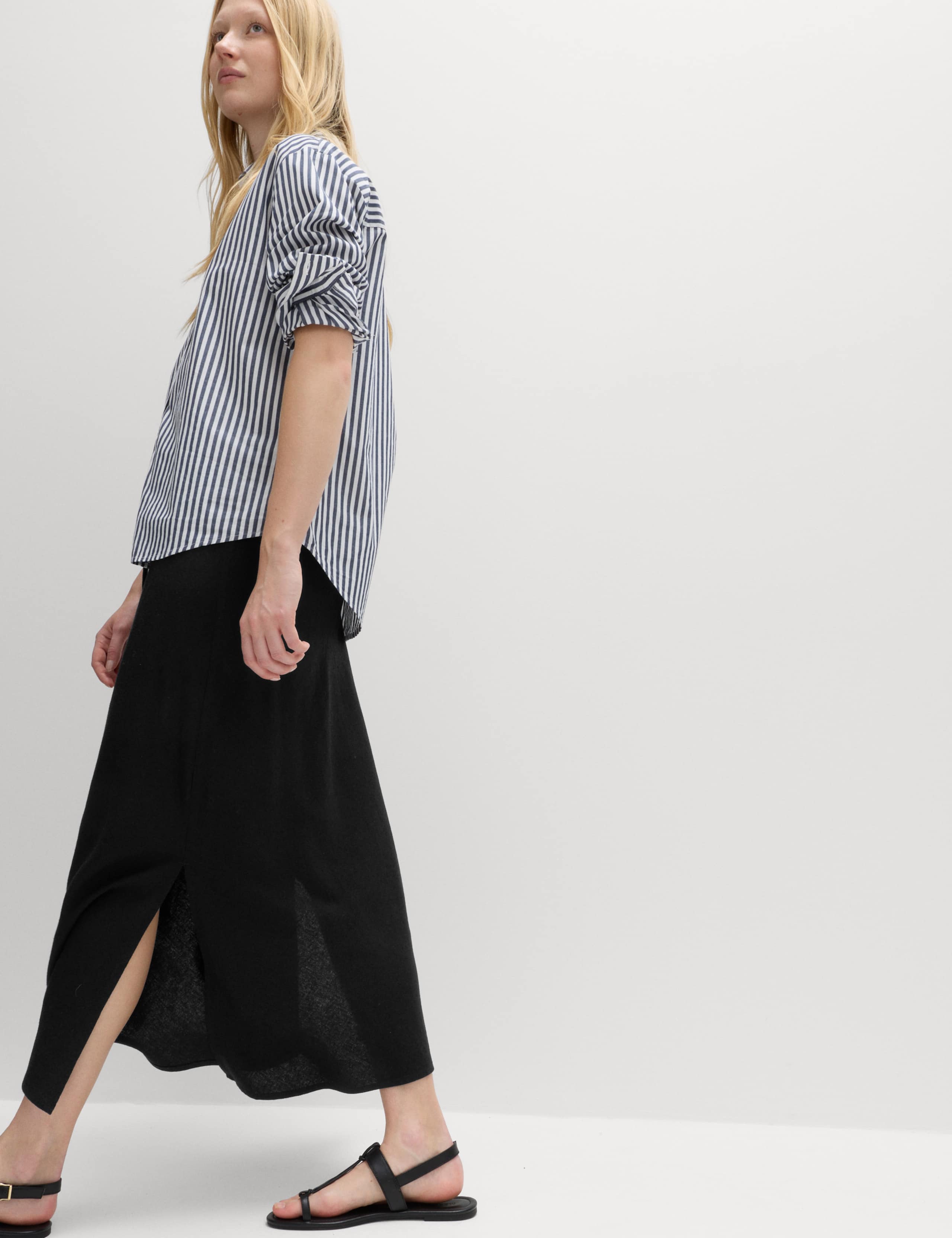 Linen Rich Maxi A-Line Skirt 4 of 5