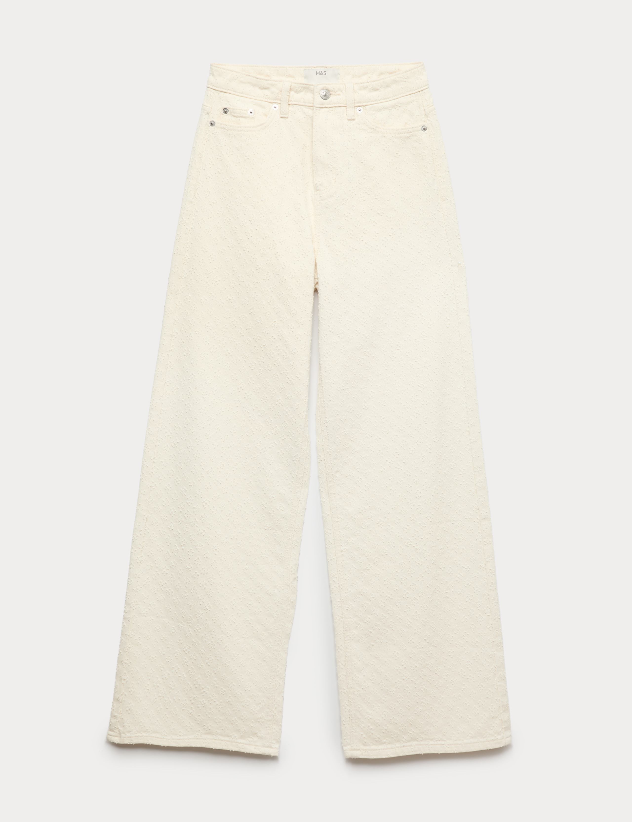 Pure Cotton Textured High Waisted Wide Leg Jeans 2 of 6