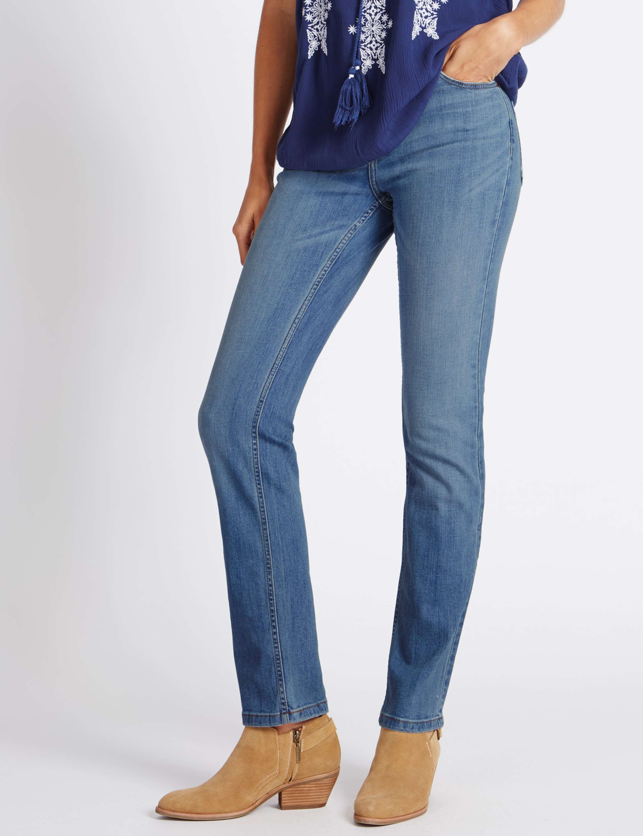 Mid Rise Straight Leg Jeans 1 of 3