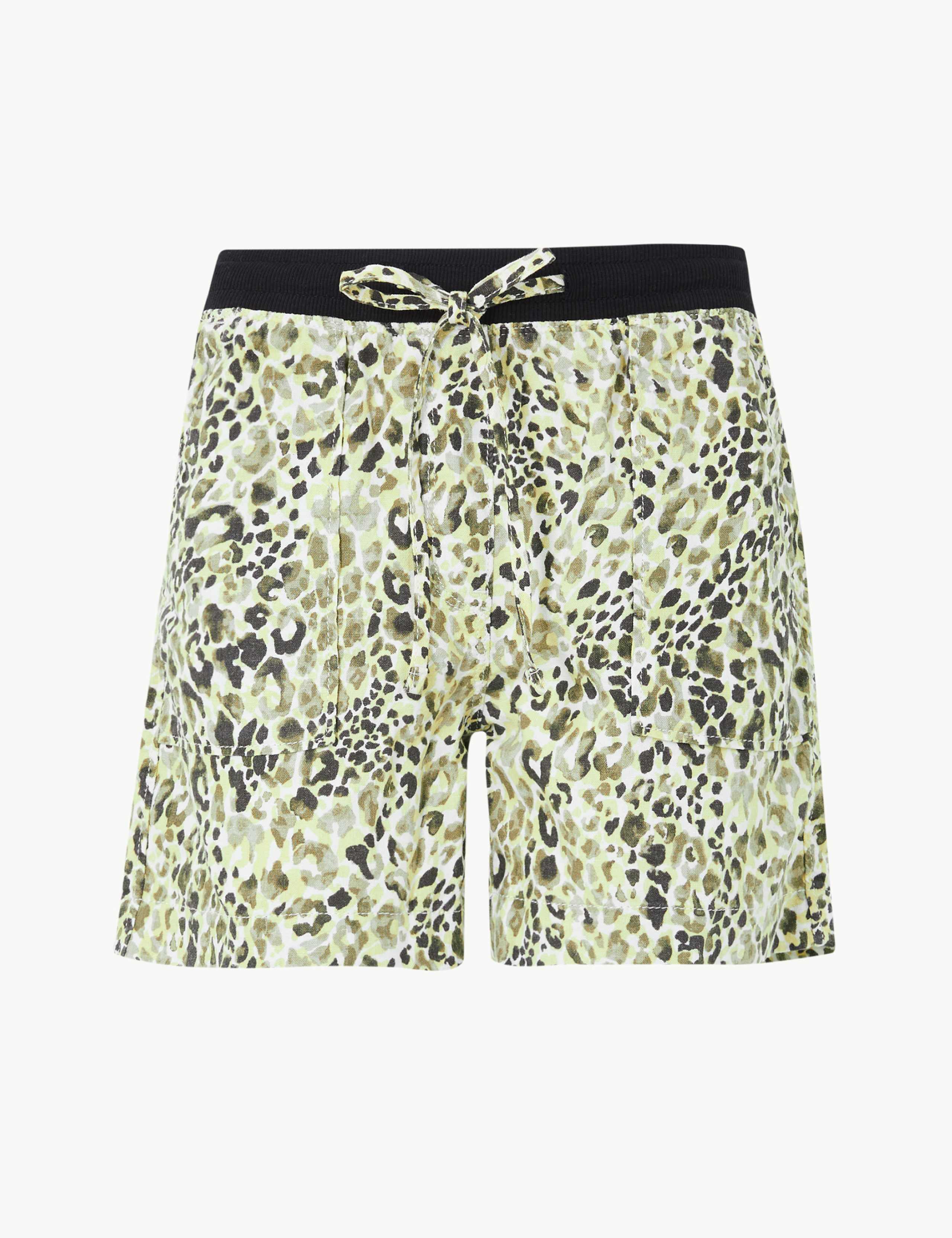 Animal Print Linen Rich Shorts 2 of 4