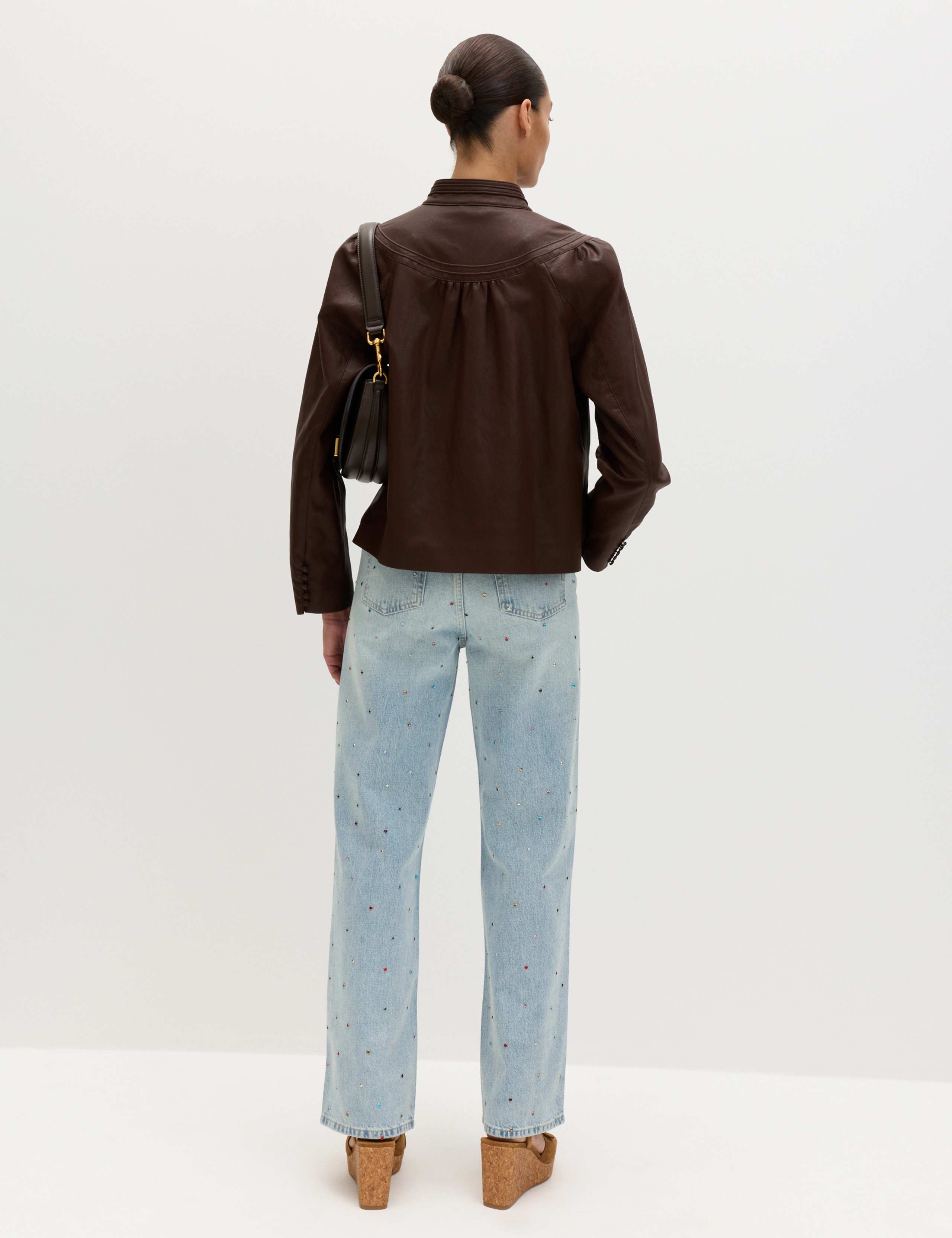 Relaxed High Waisted Gem Embellished Straight Leg Jeans 3 of 7