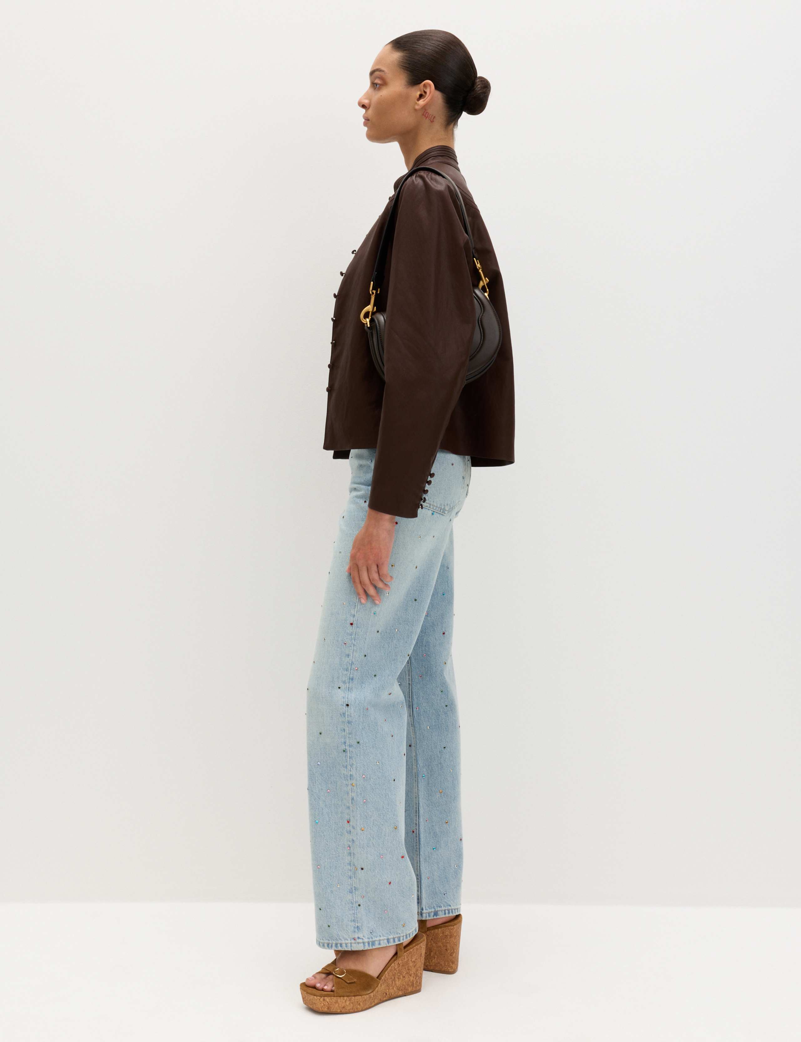 Relaxed High Waisted Gem Embellished Straight Leg Jeans 5 of 7