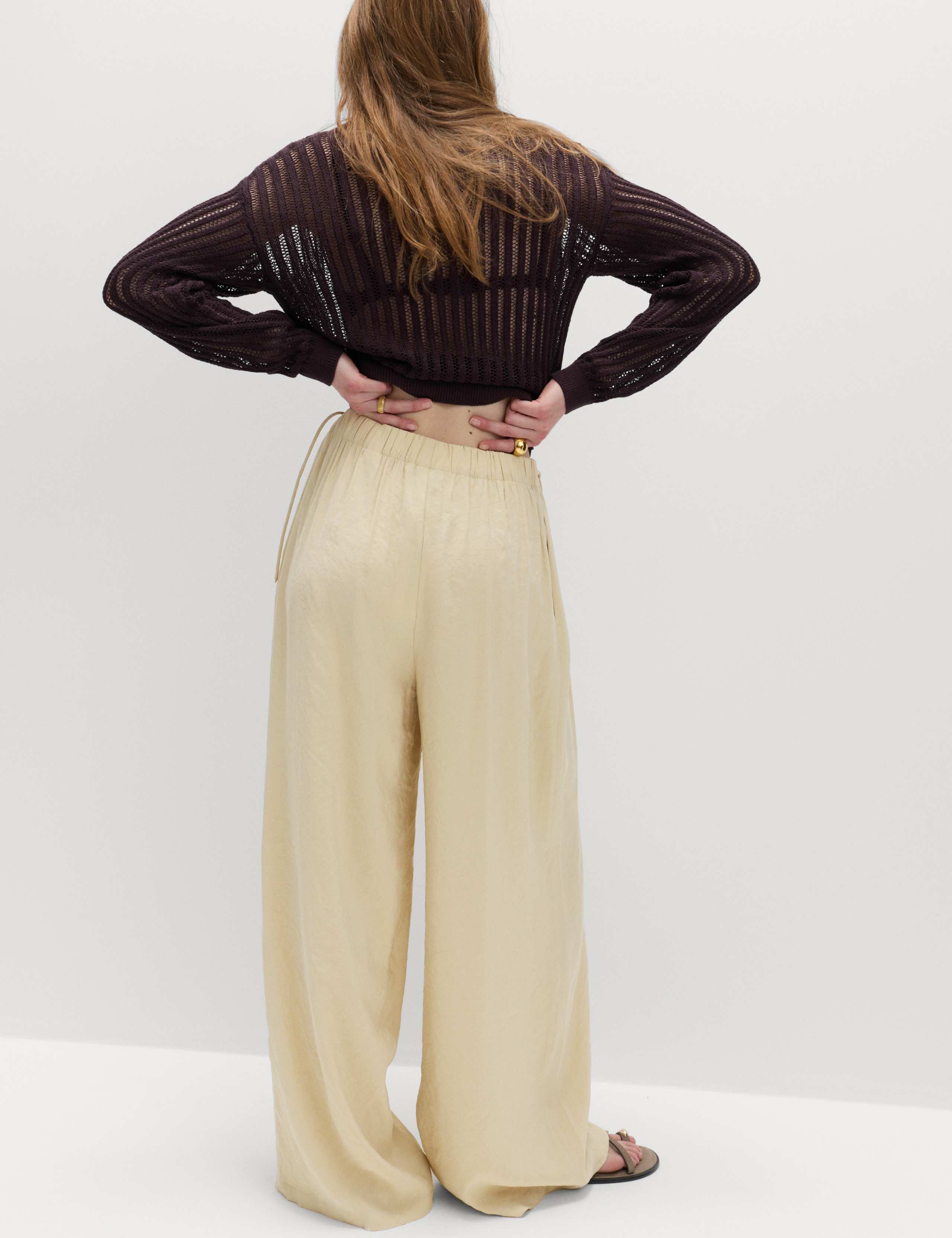 Pleated Tie Side Wide Leg Trousers 4 of 6
