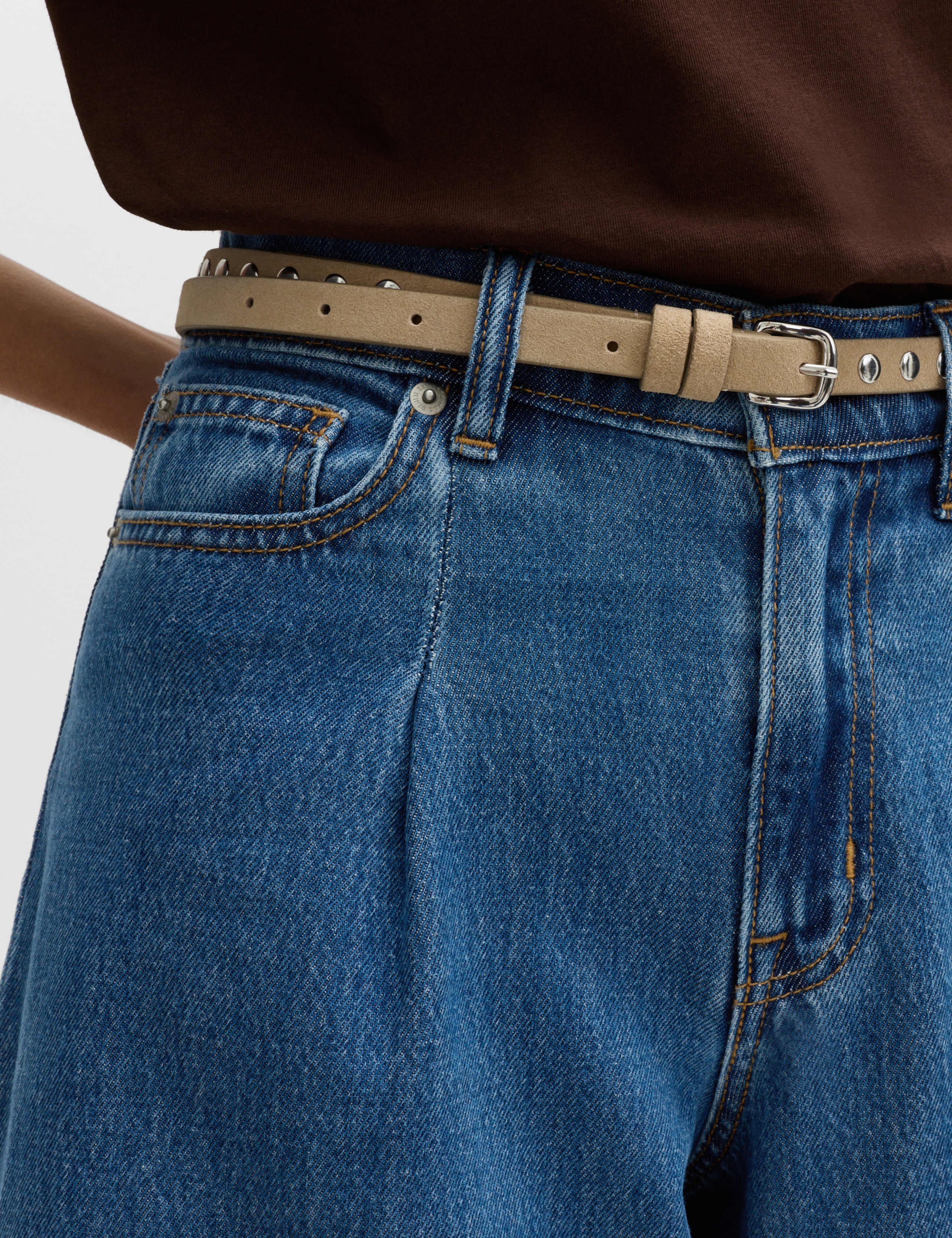 Denim Pleat Front Wide Shorts 3 of 5